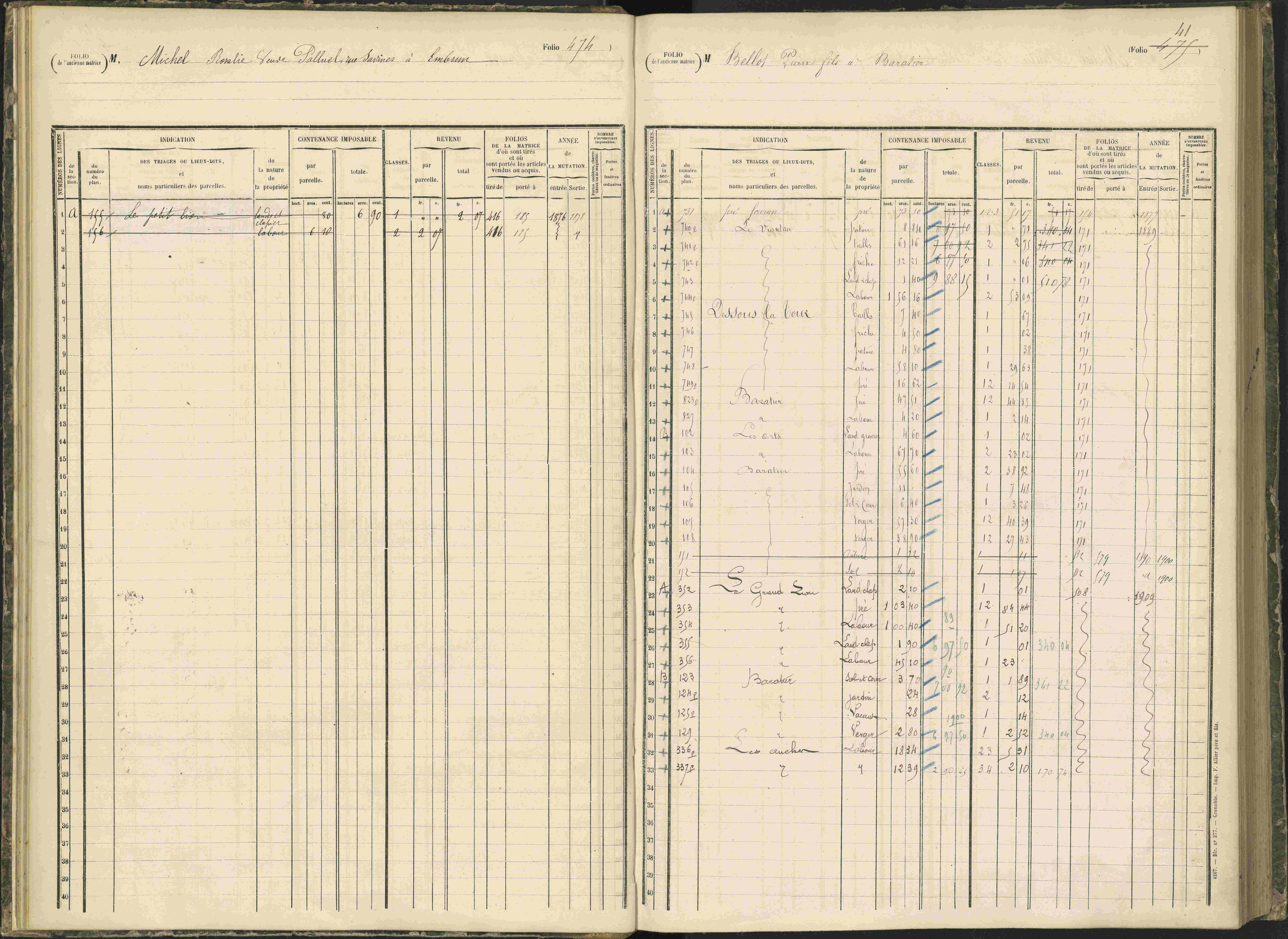 Baratier - 3 P 203/1 - 3 P 203/1 - Matrice, folios 441-620.