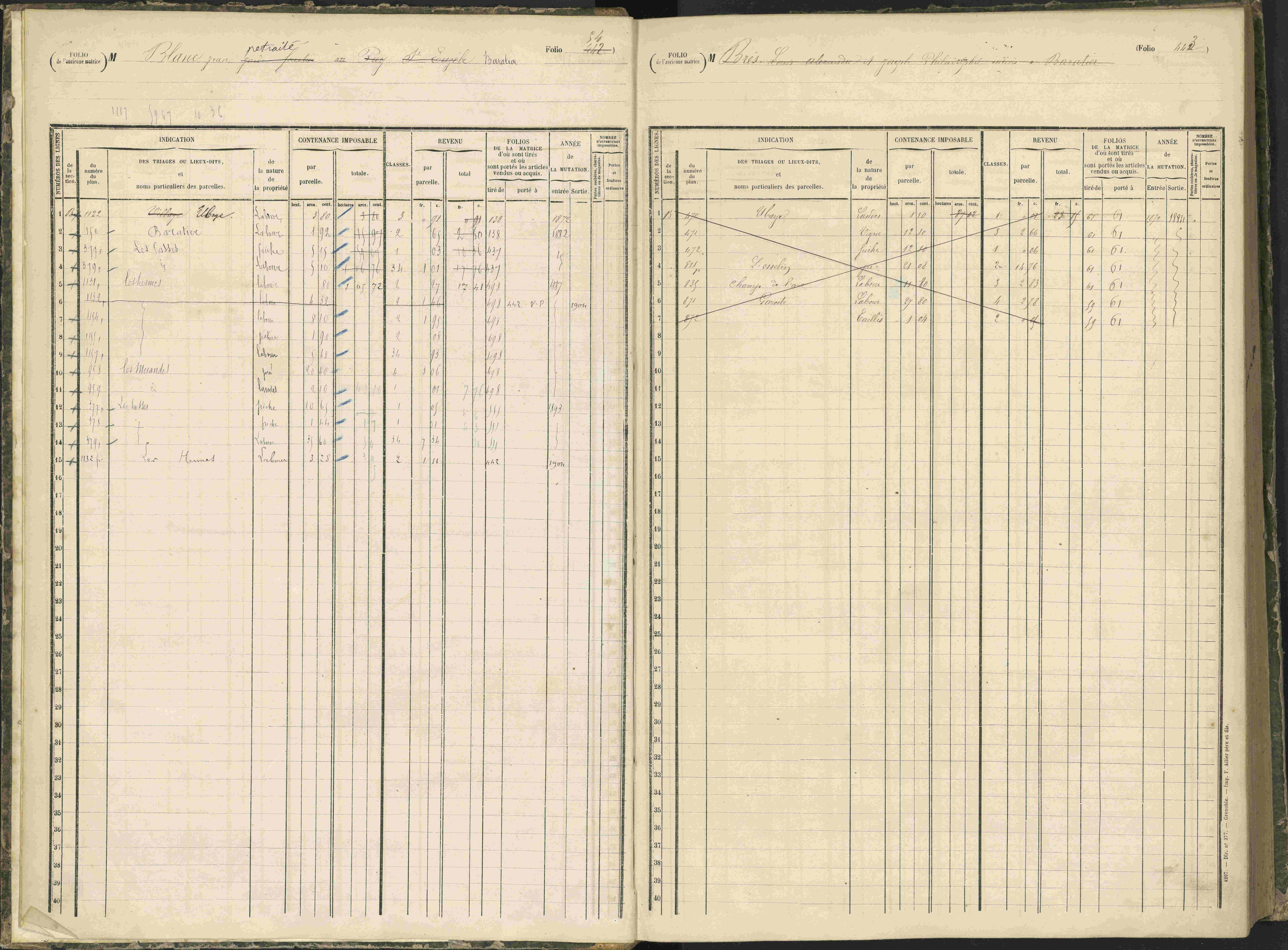 Baratier - 3 P 203/1 - 3 P 203/1 - Matrice, folios 441-620.