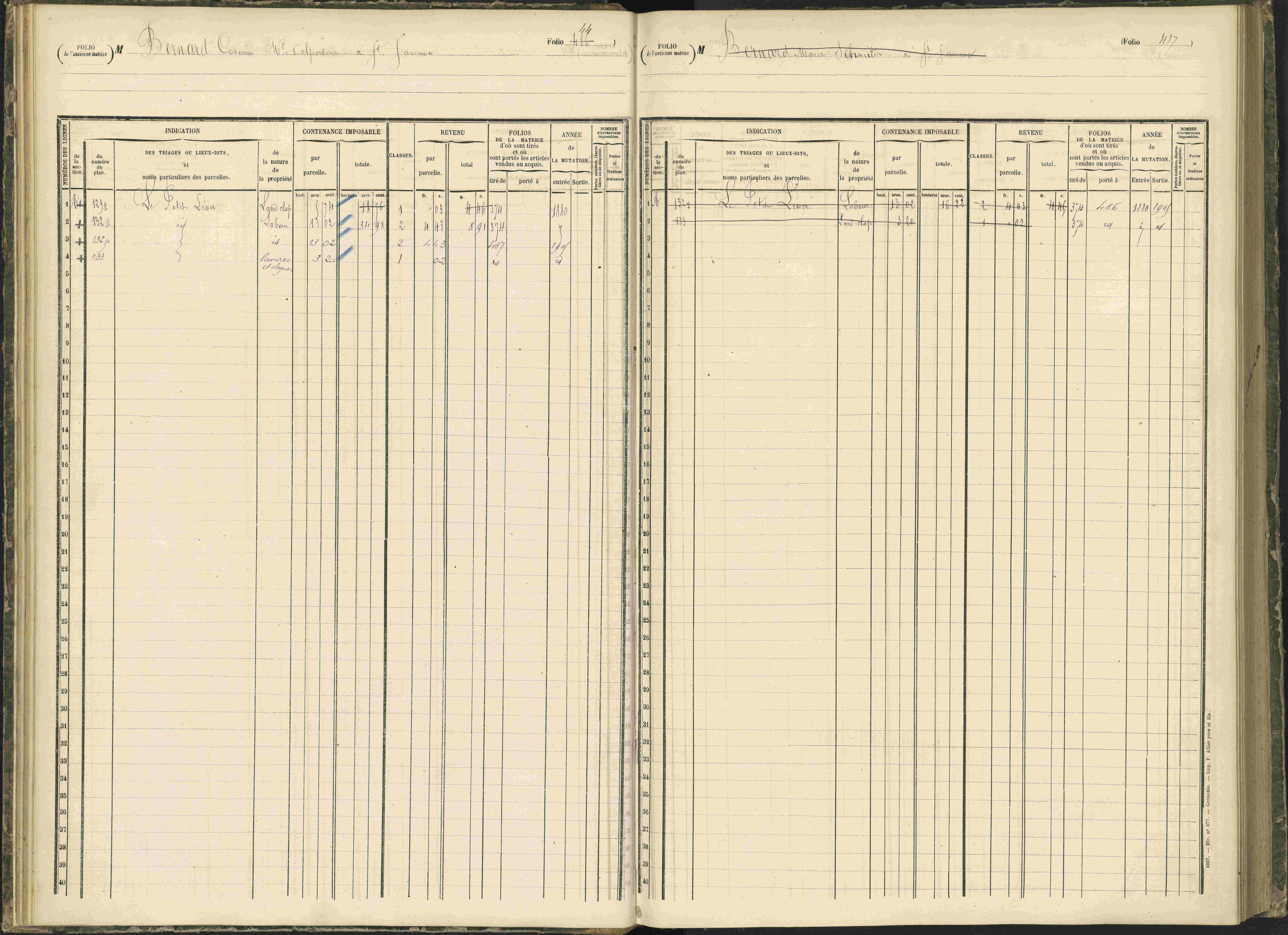 Baratier - 3 P 203/1 - 3 P 203/1 - Matrice, folios 441-620.