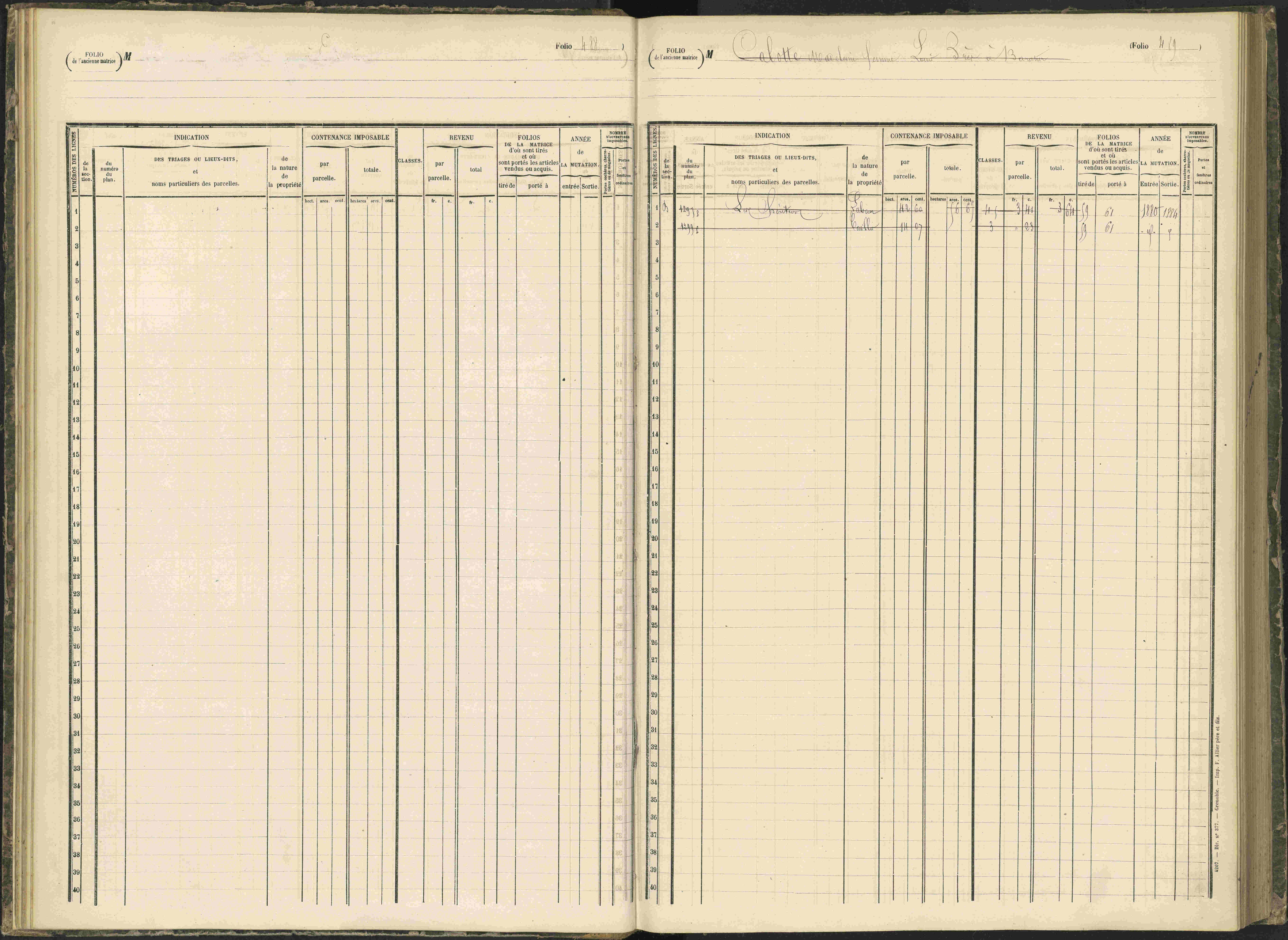 Baratier - 3 P 203/1 - 3 P 203/1 - Matrice, folios 441-620.