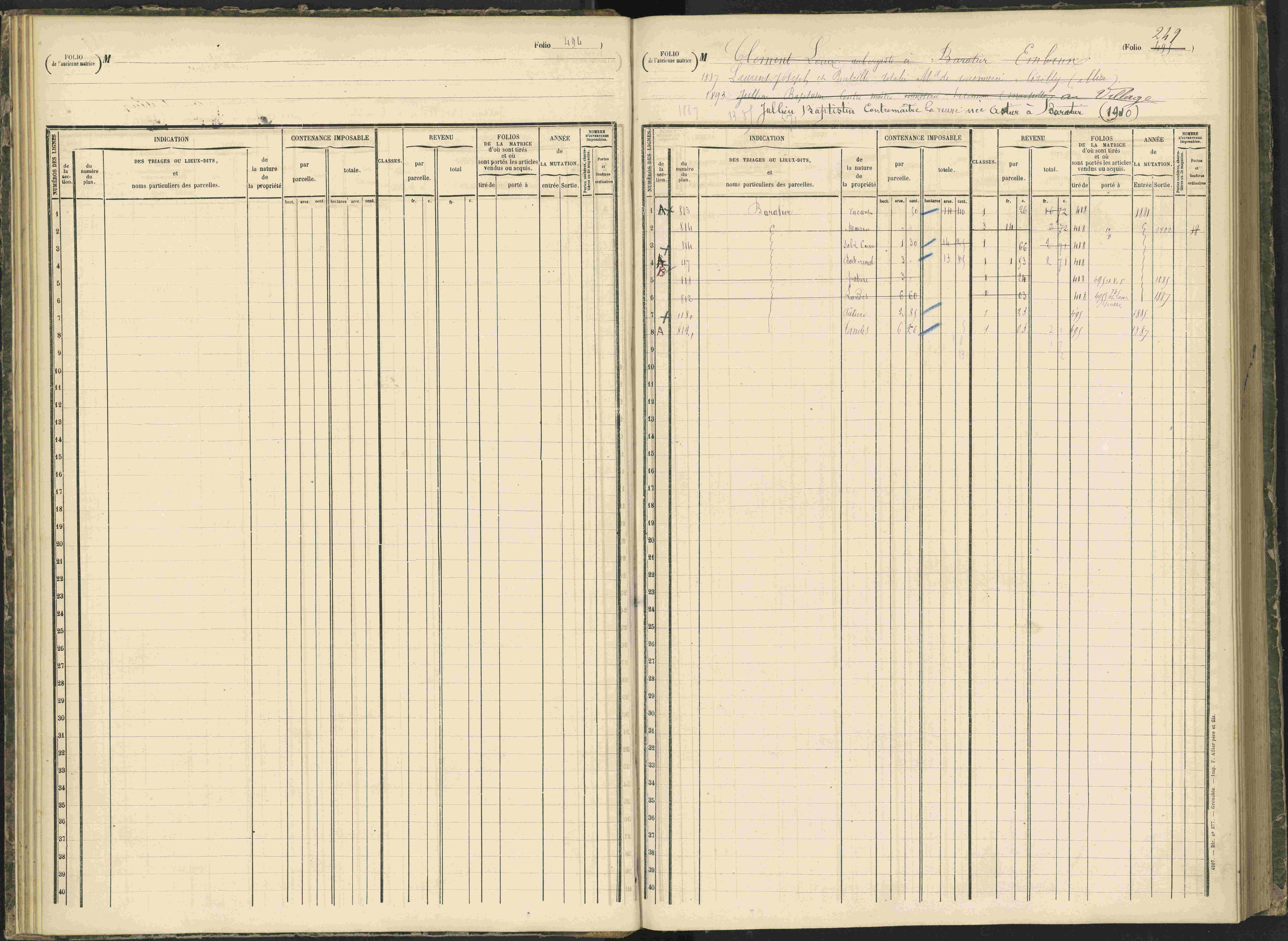 Baratier - 3 P 203/1 - 3 P 203/1 - Matrice, folios 441-620.