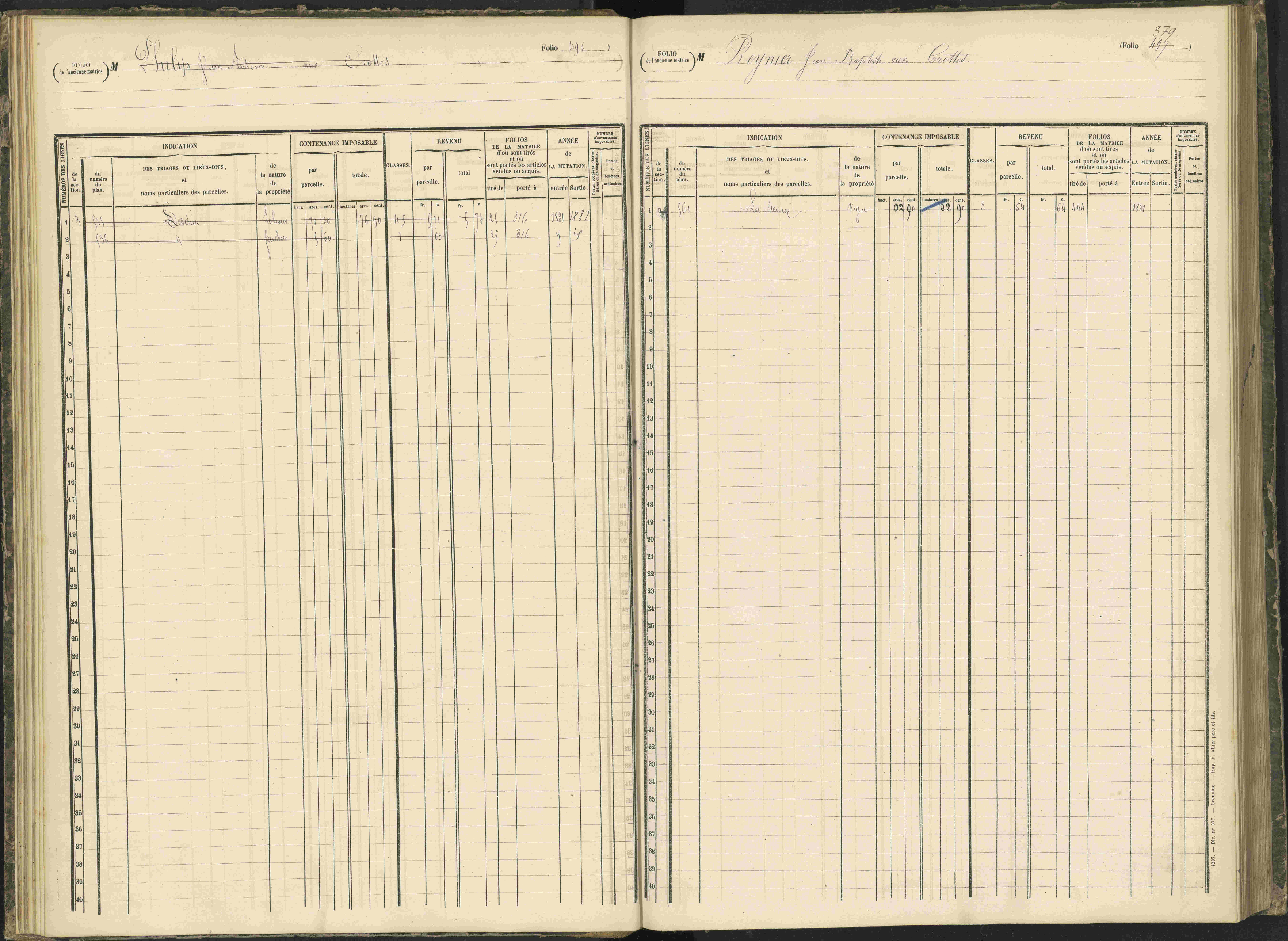 Baratier - 3 P 203/1 - 3 P 203/1 - Matrice, folios 441-620.