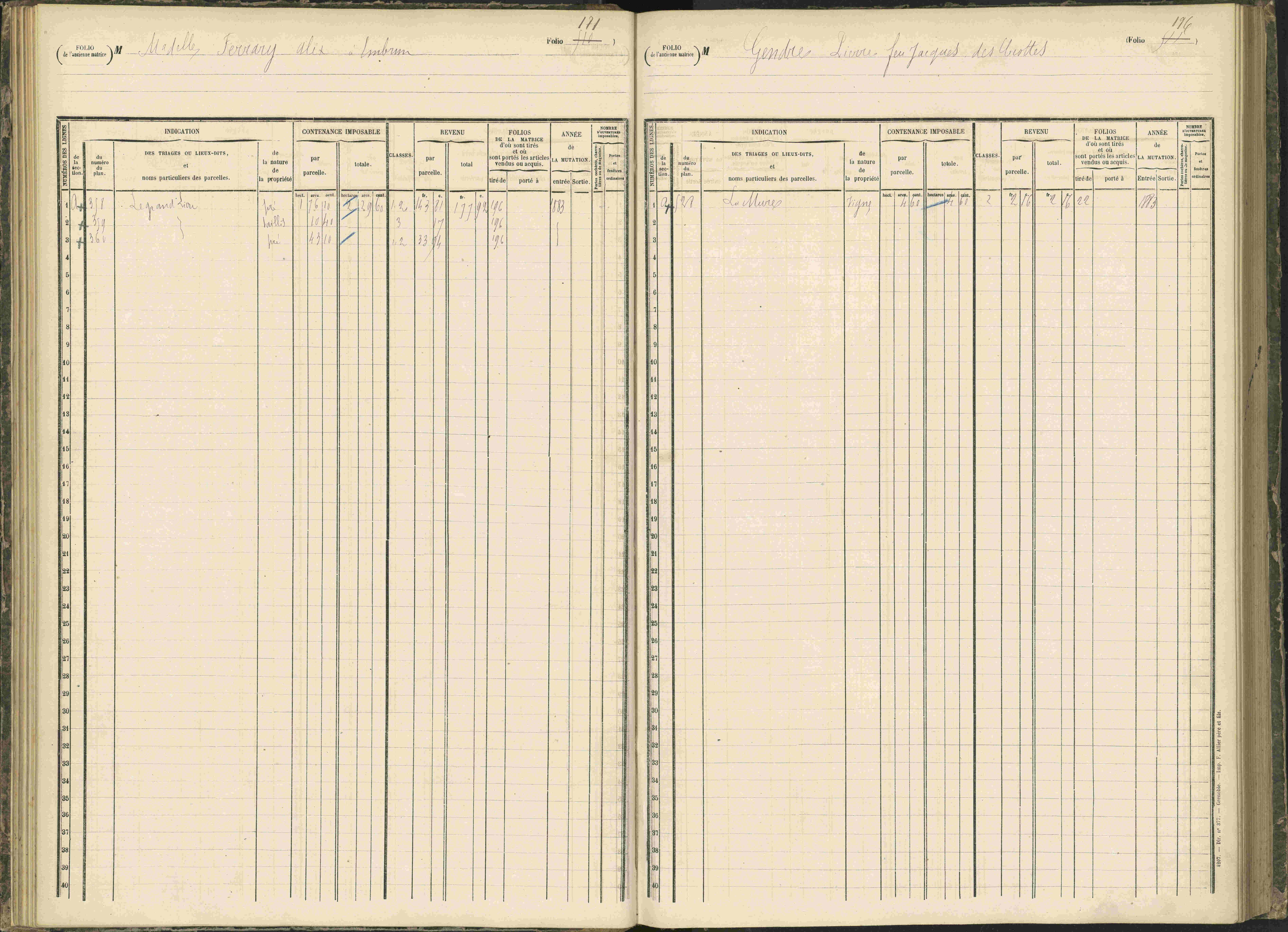 Baratier - 3 P 203/1 - 3 P 203/1 - Matrice, folios 441-620.