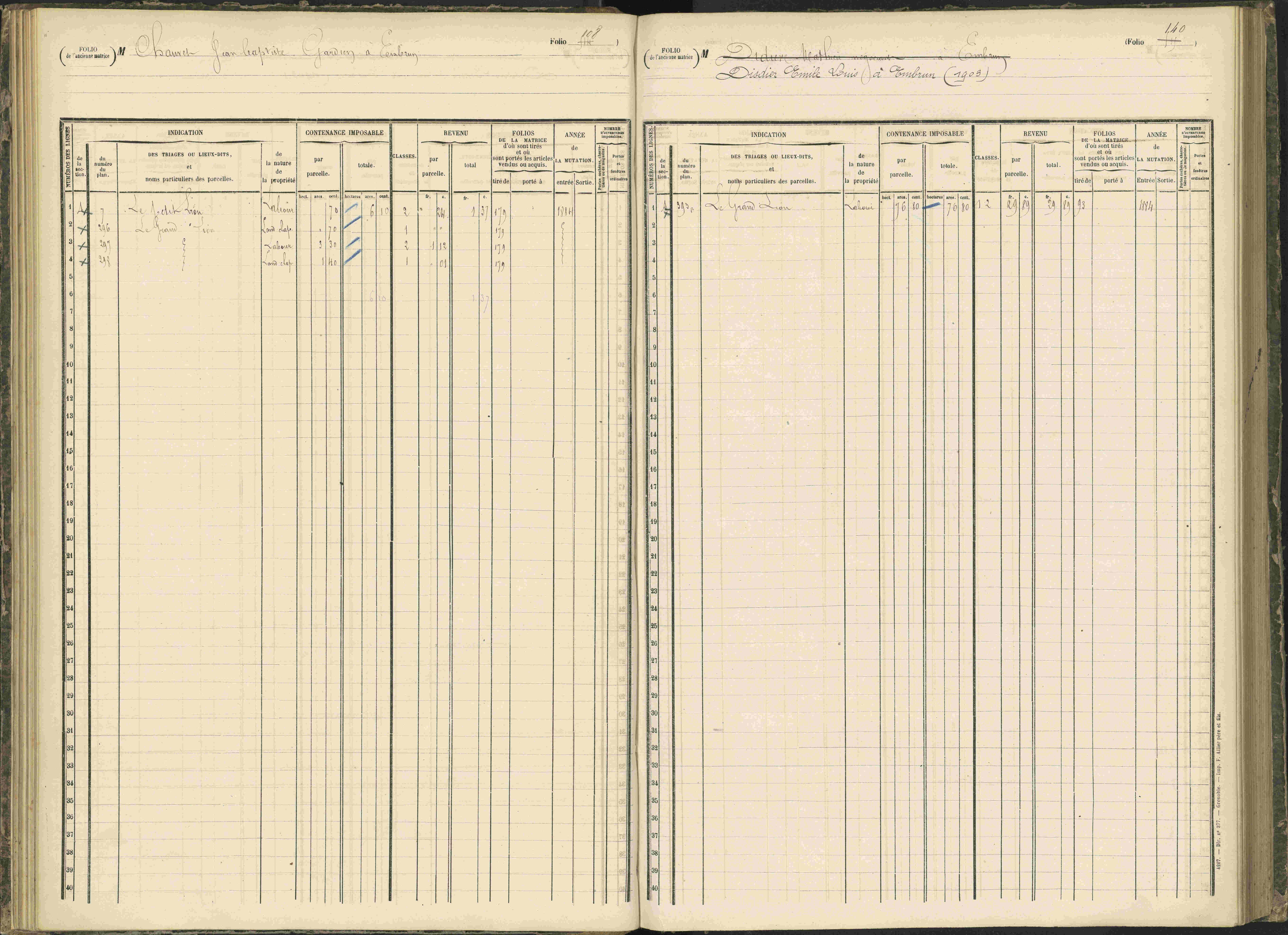 Baratier - 3 P 203/1 - 3 P 203/1 - Matrice, folios 441-620.