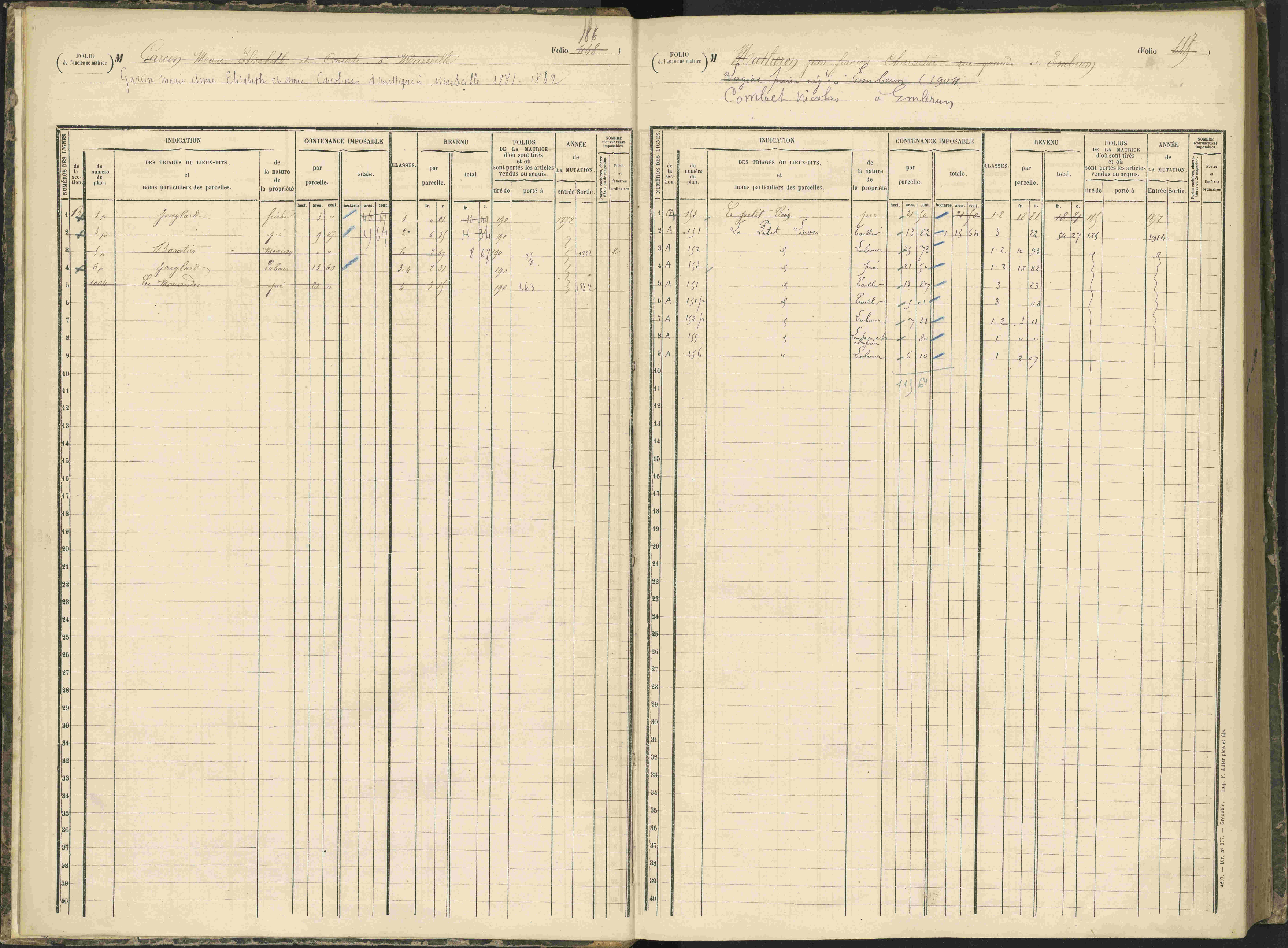 Baratier - 3 P 203/1 - 3 P 203/1 - Matrice, folios 441-620.