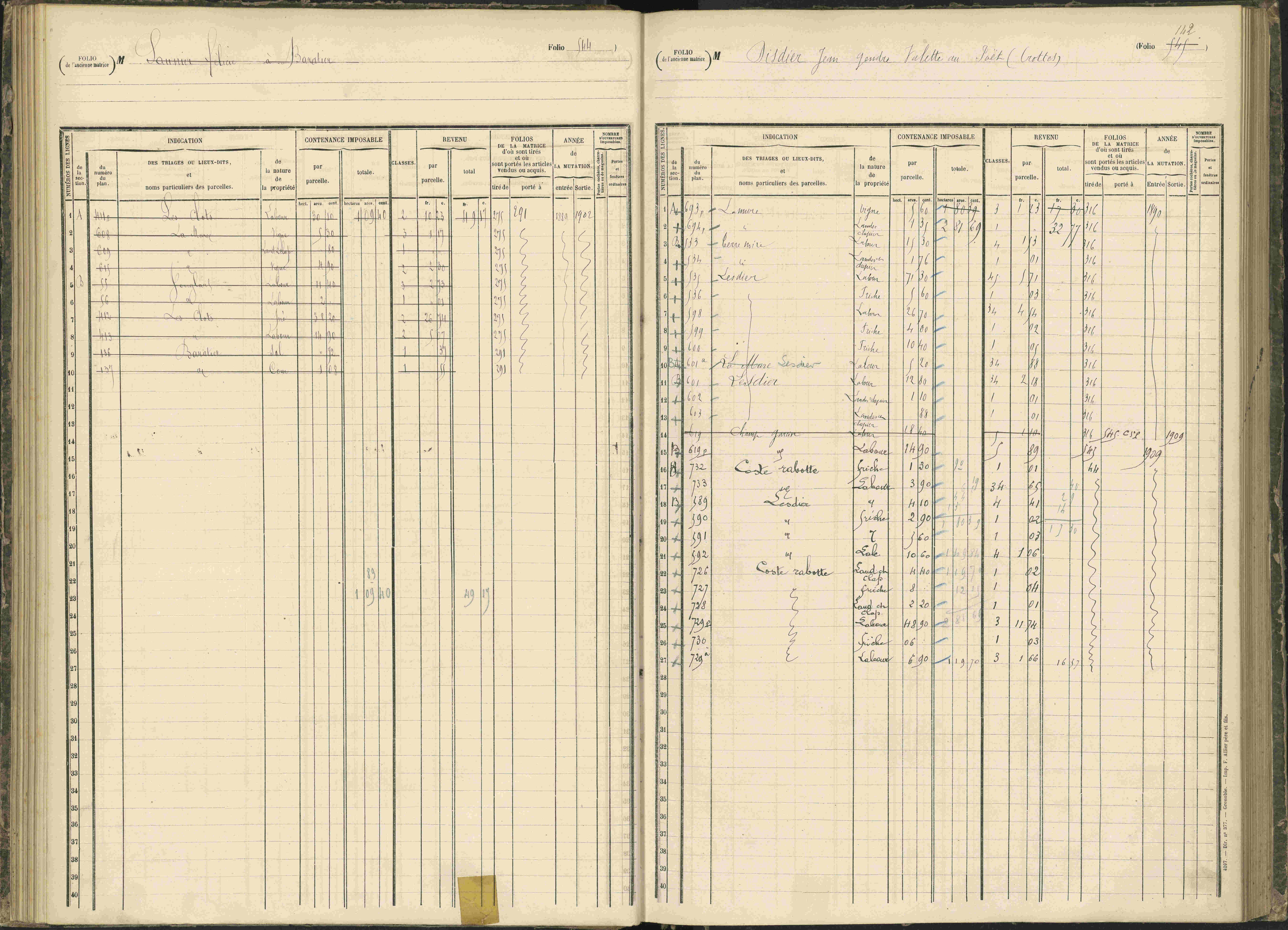 Baratier - 3 P 203/1 - 3 P 203/1 - Matrice, folios 441-620.