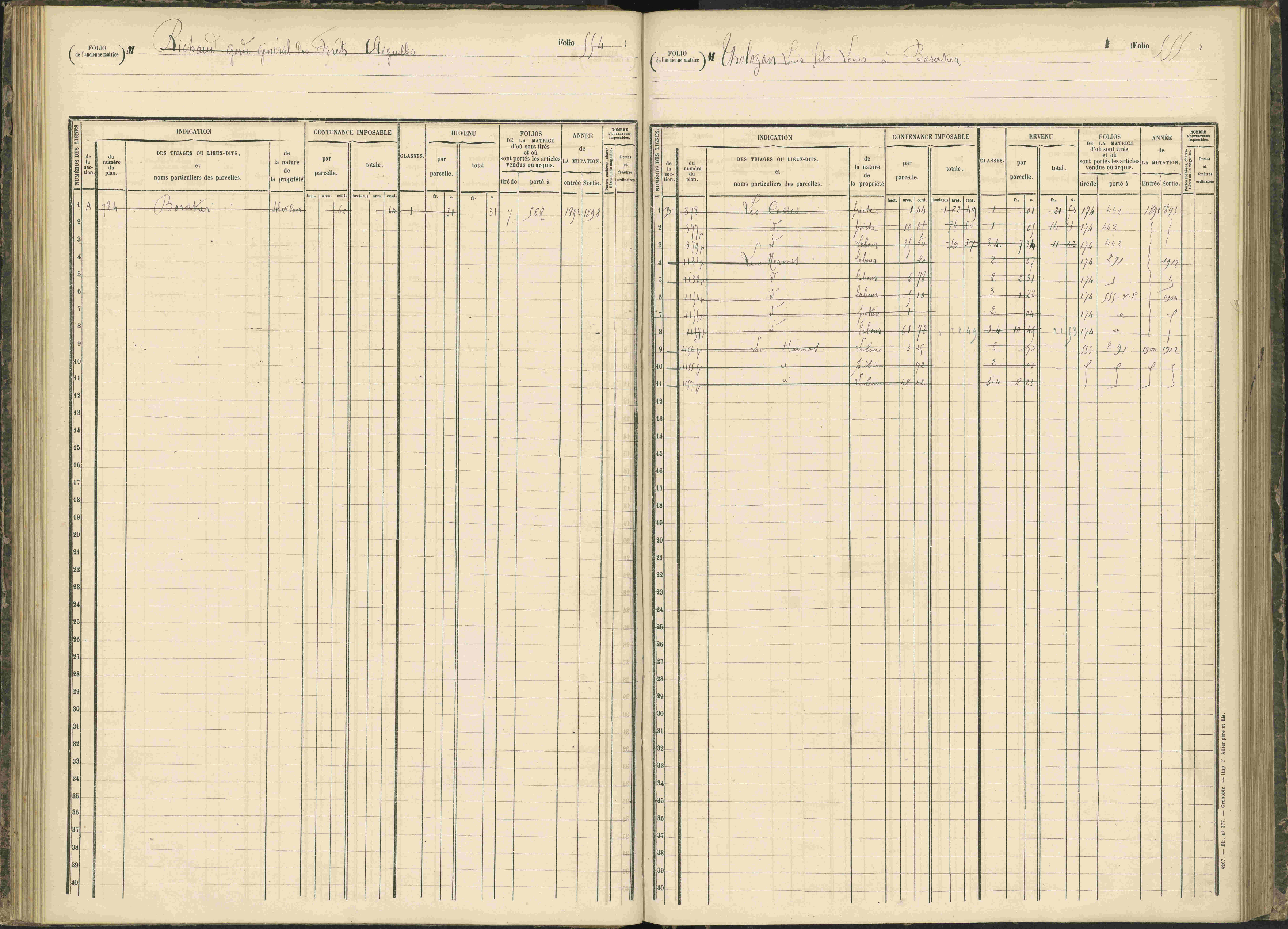 Baratier - 3 P 203/1 - 3 P 203/1 - Matrice, folios 441-620.