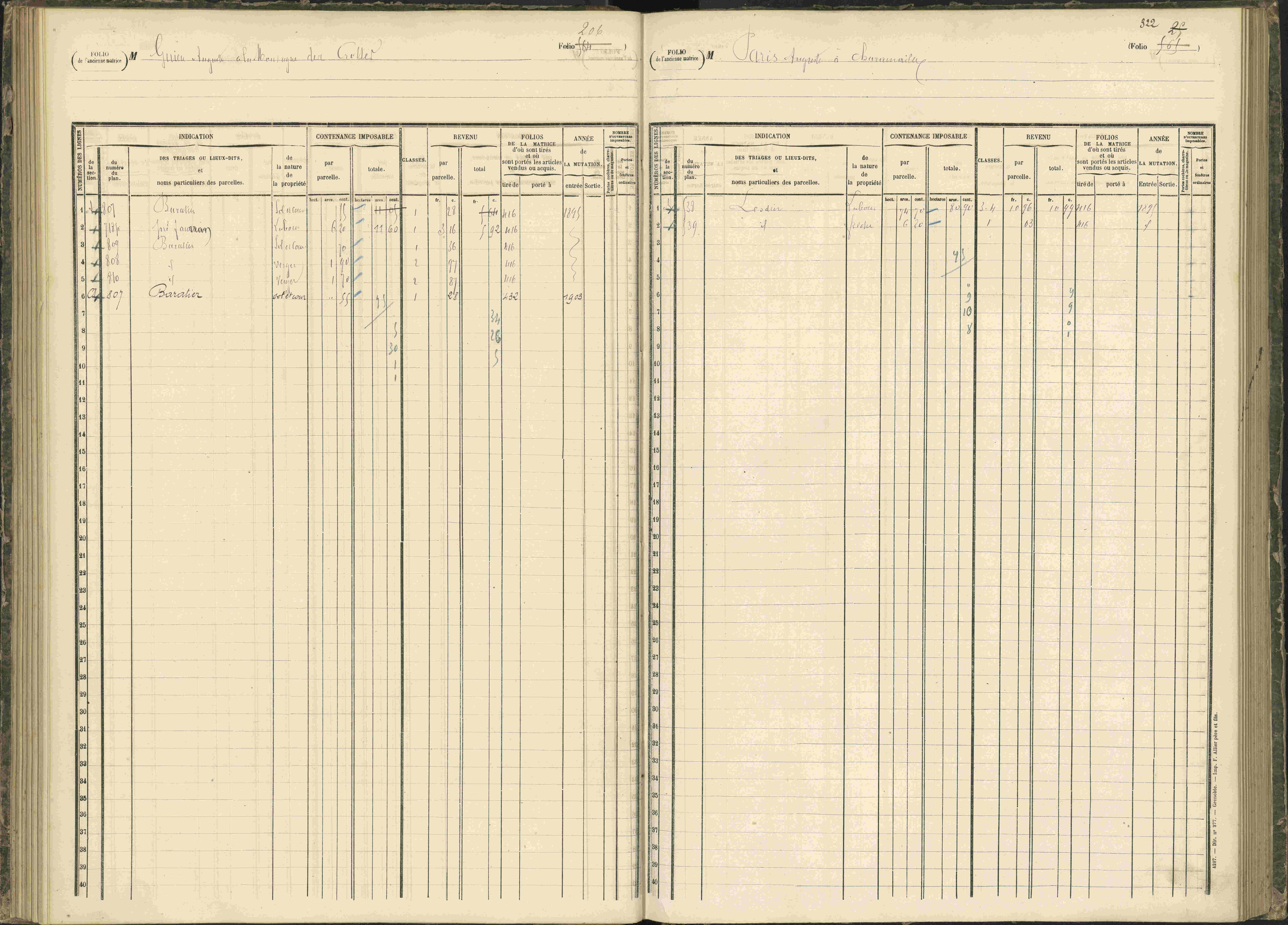 Baratier - 3 P 203/1 - 3 P 203/1 - Matrice, folios 441-620.