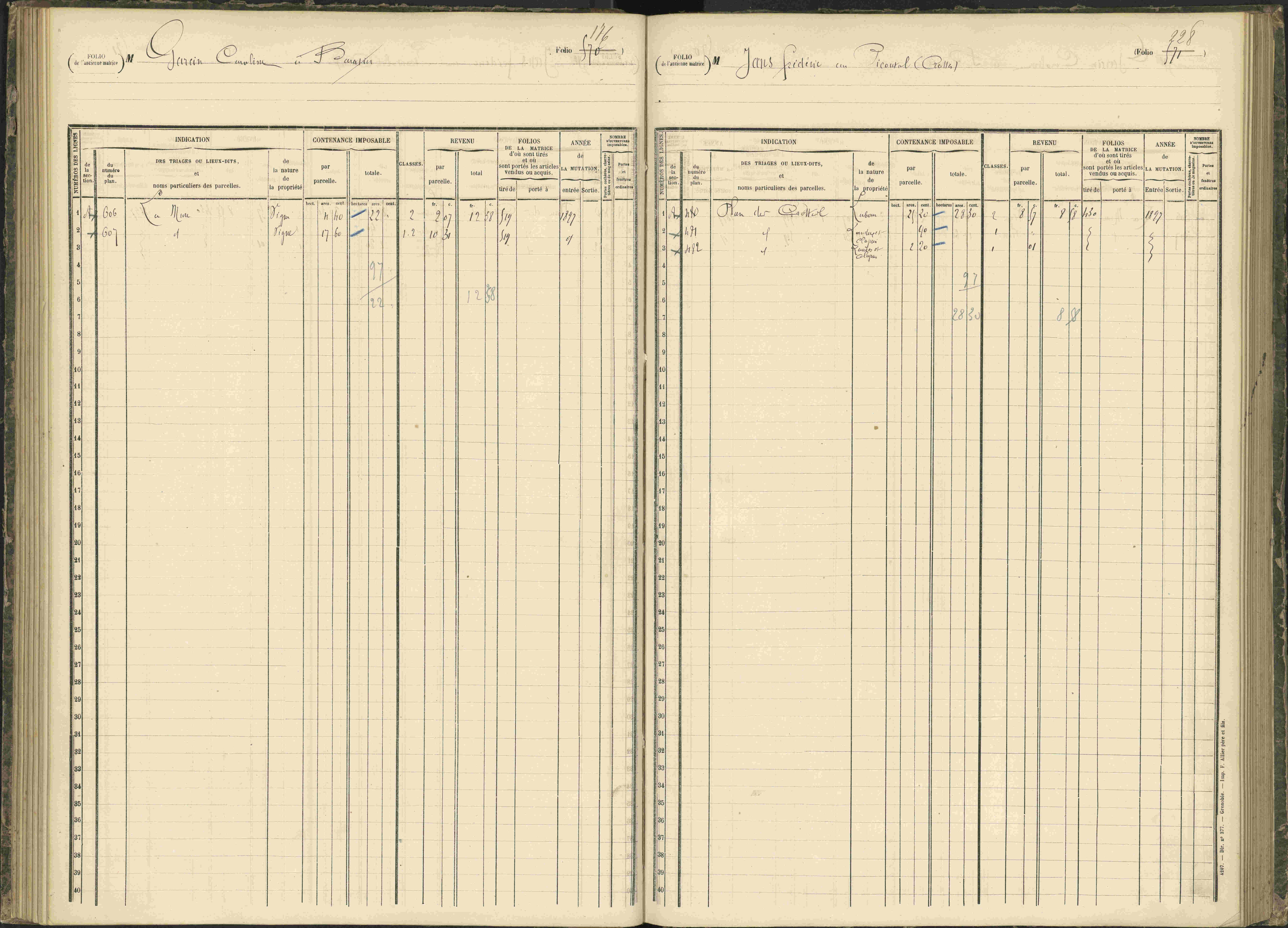 Baratier - 3 P 203/1 - 3 P 203/1 - Matrice, folios 441-620.