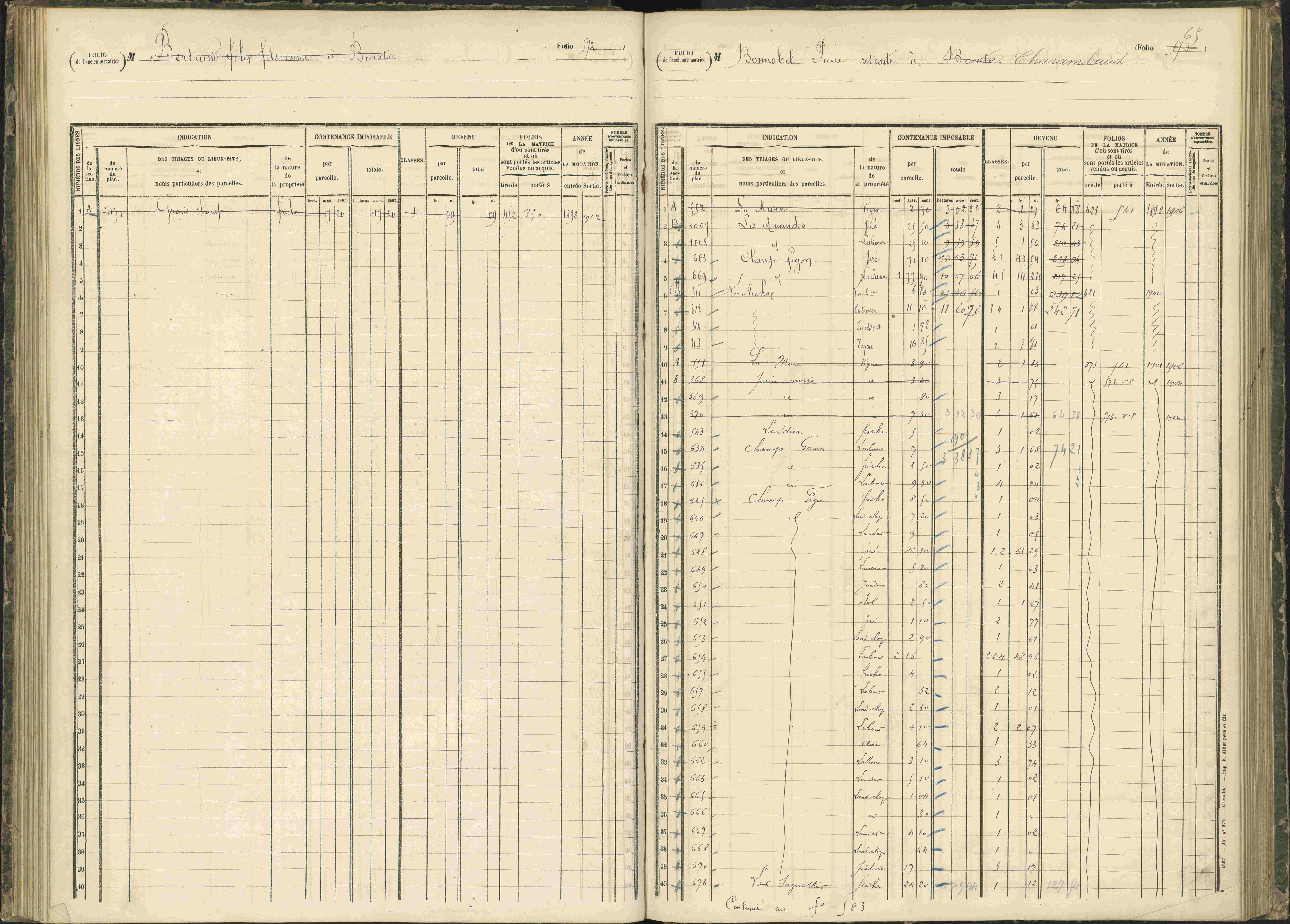 Baratier - 3 P 203/1 - 3 P 203/1 - Matrice, folios 441-620.