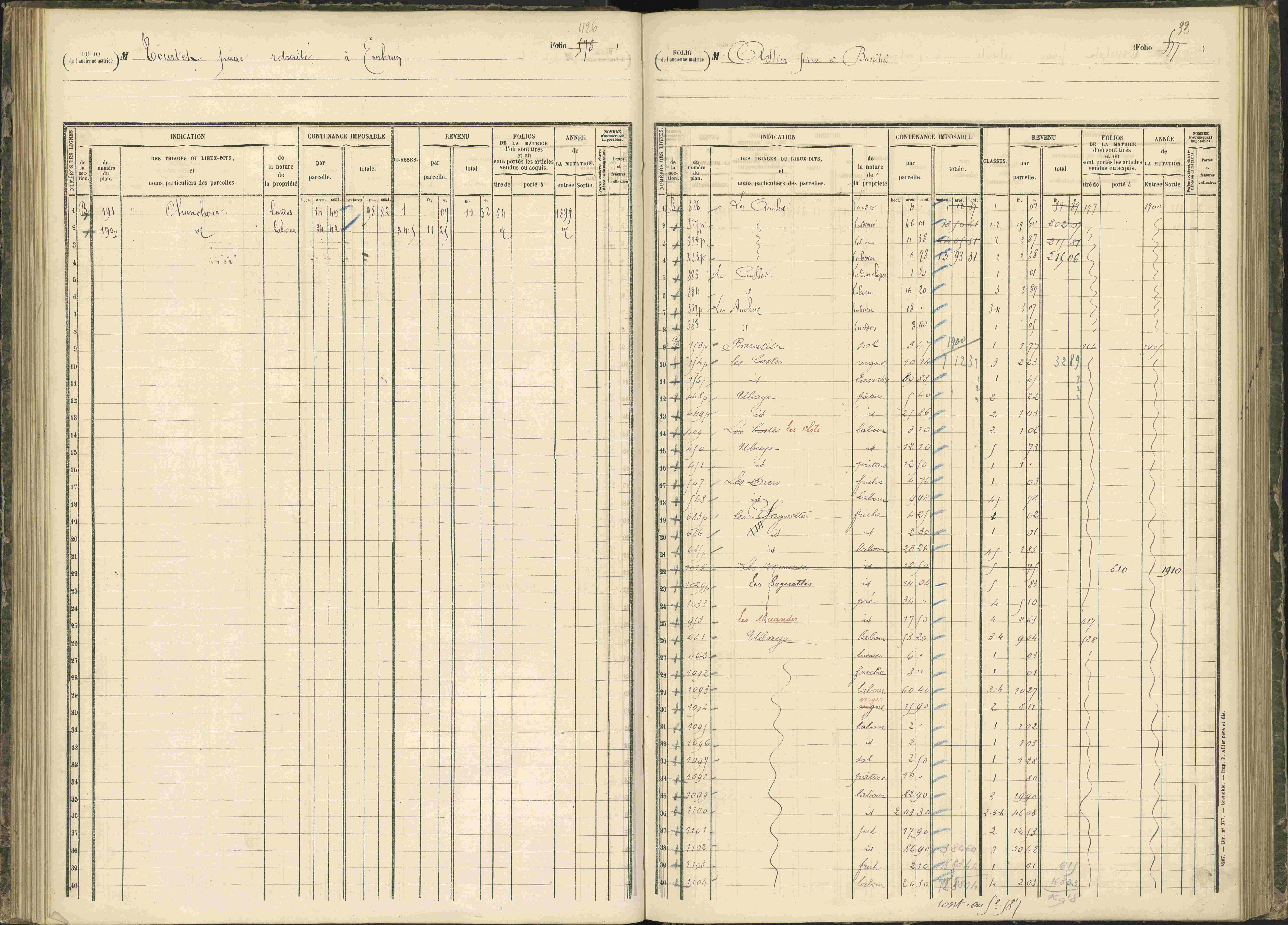 Baratier - 3 P 203/1 - 3 P 203/1 - Matrice, folios 441-620.