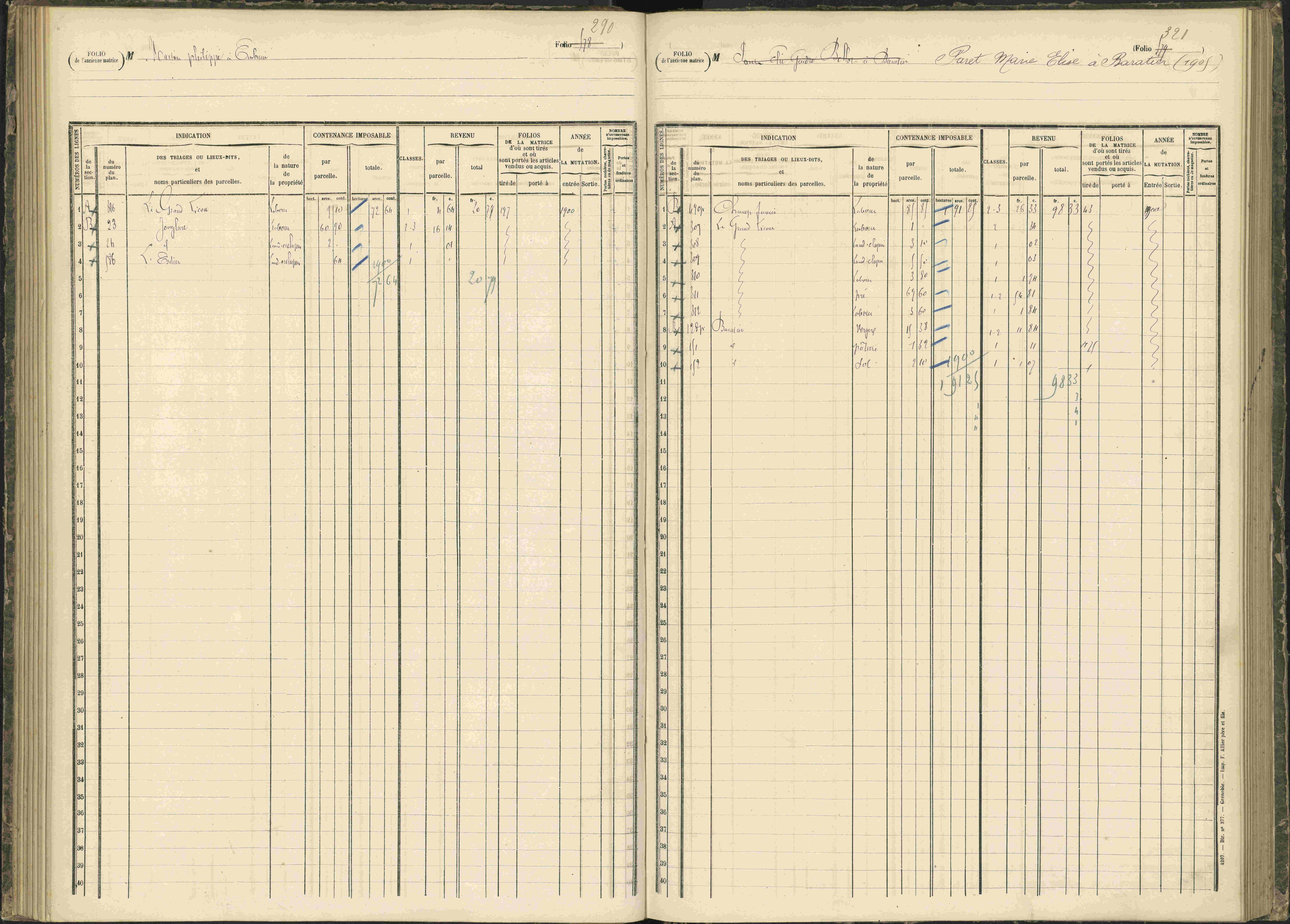 Baratier - 3 P 203/1 - 3 P 203/1 - Matrice, folios 441-620.