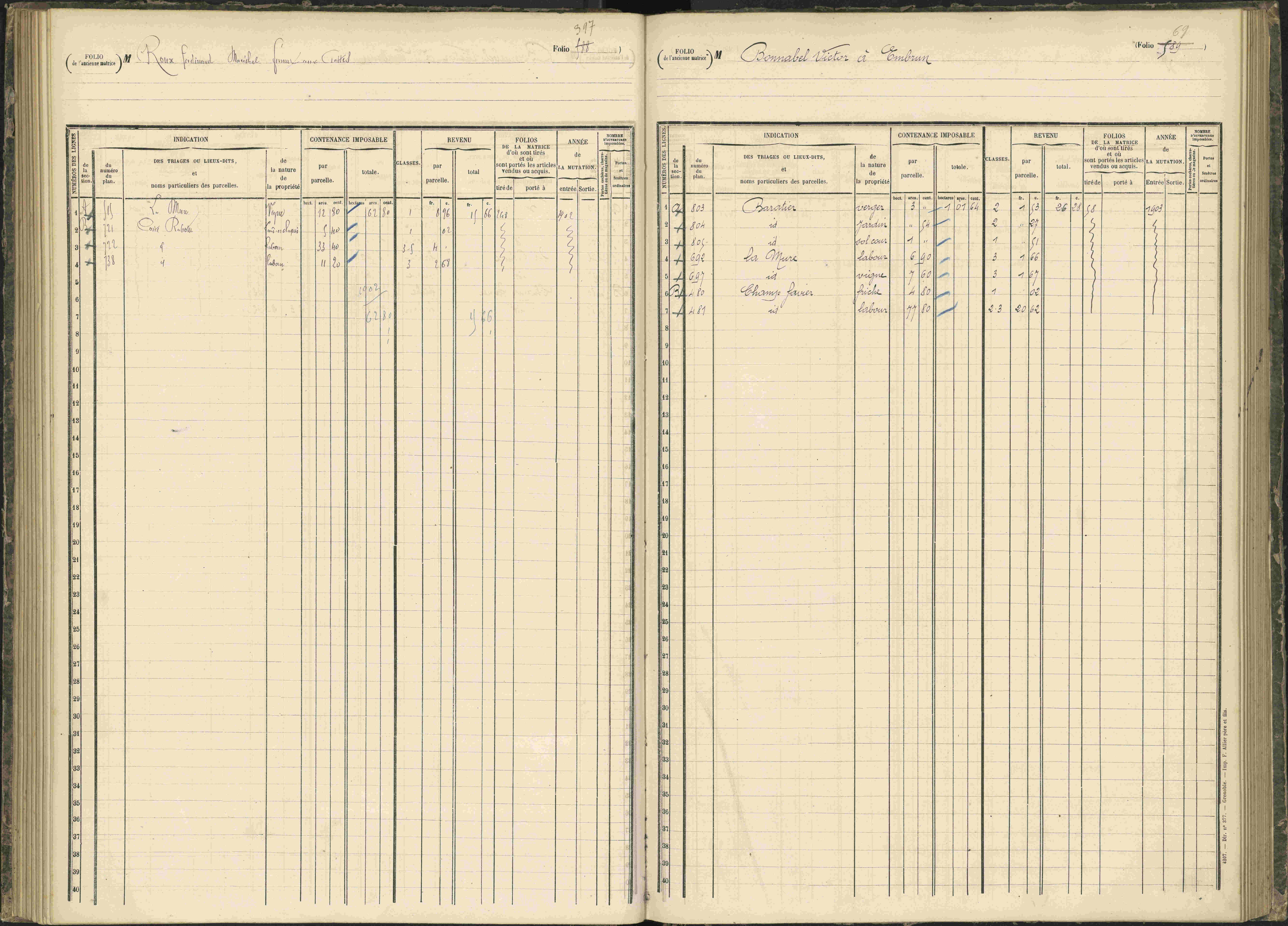 Baratier - 3 P 203/1 - 3 P 203/1 - Matrice, folios 441-620.