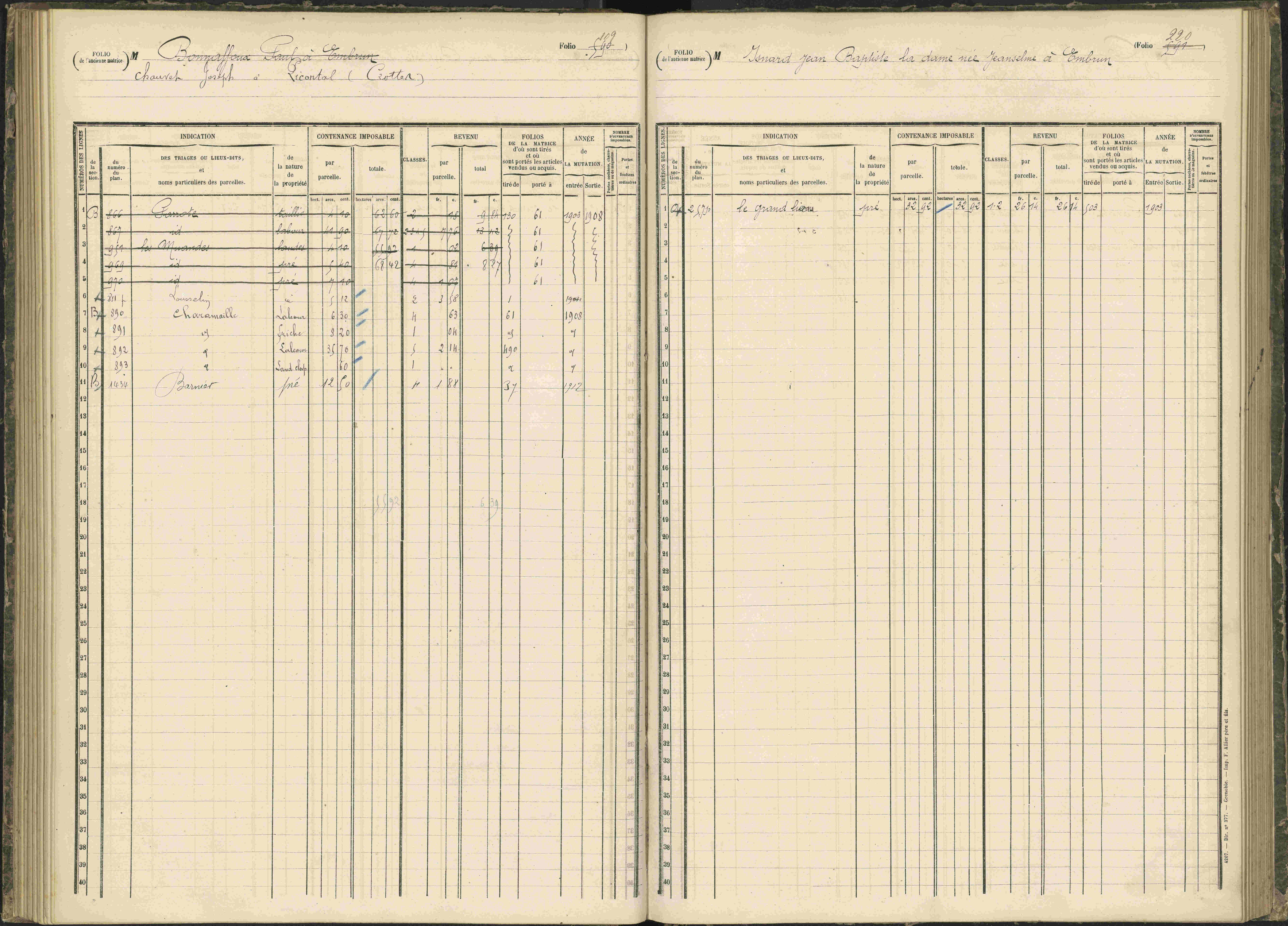 Baratier - 3 P 203/1 - 3 P 203/1 - Matrice, folios 441-620.