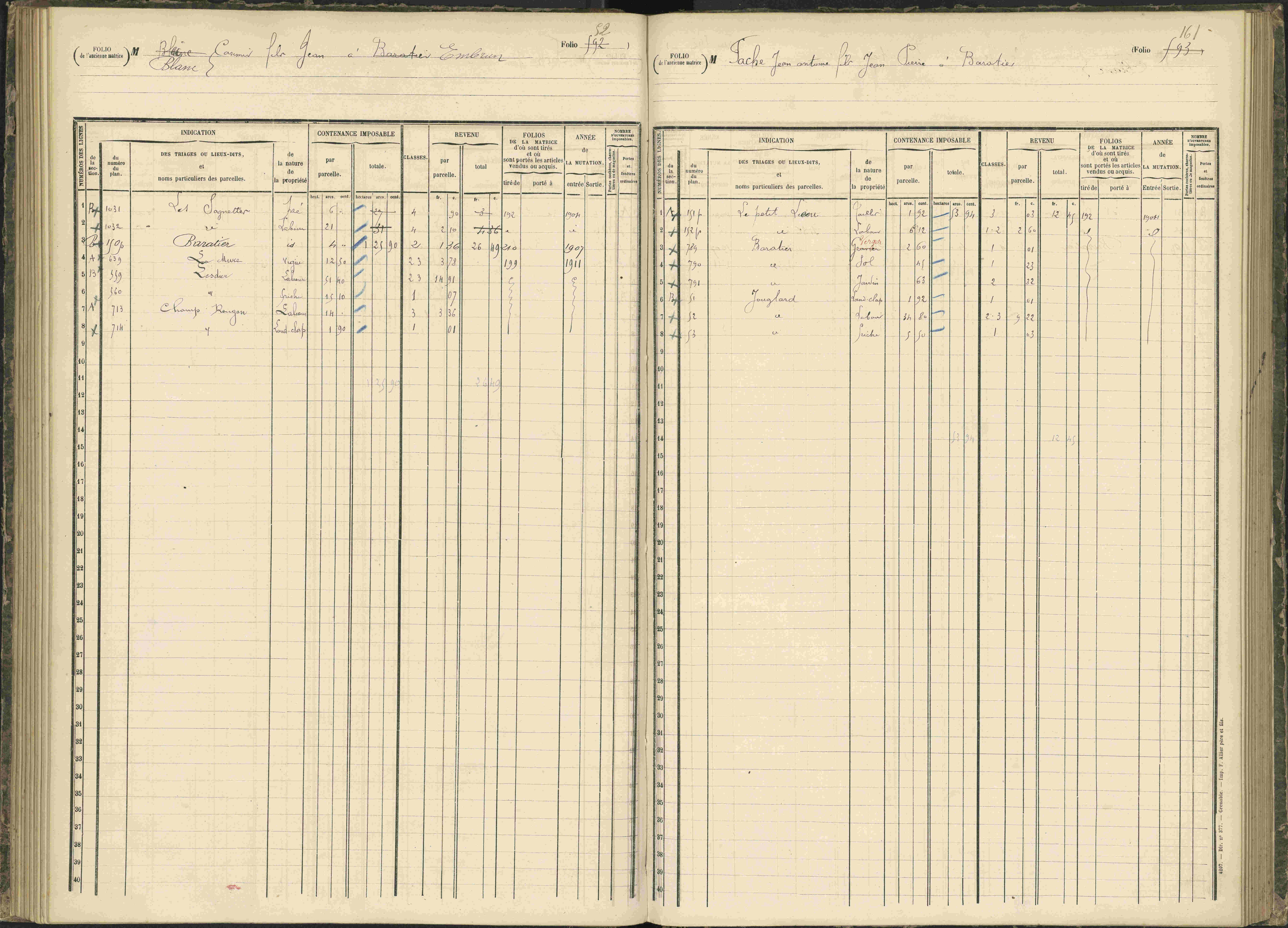 Baratier - 3 P 203/1 - 3 P 203/1 - Matrice, folios 441-620.