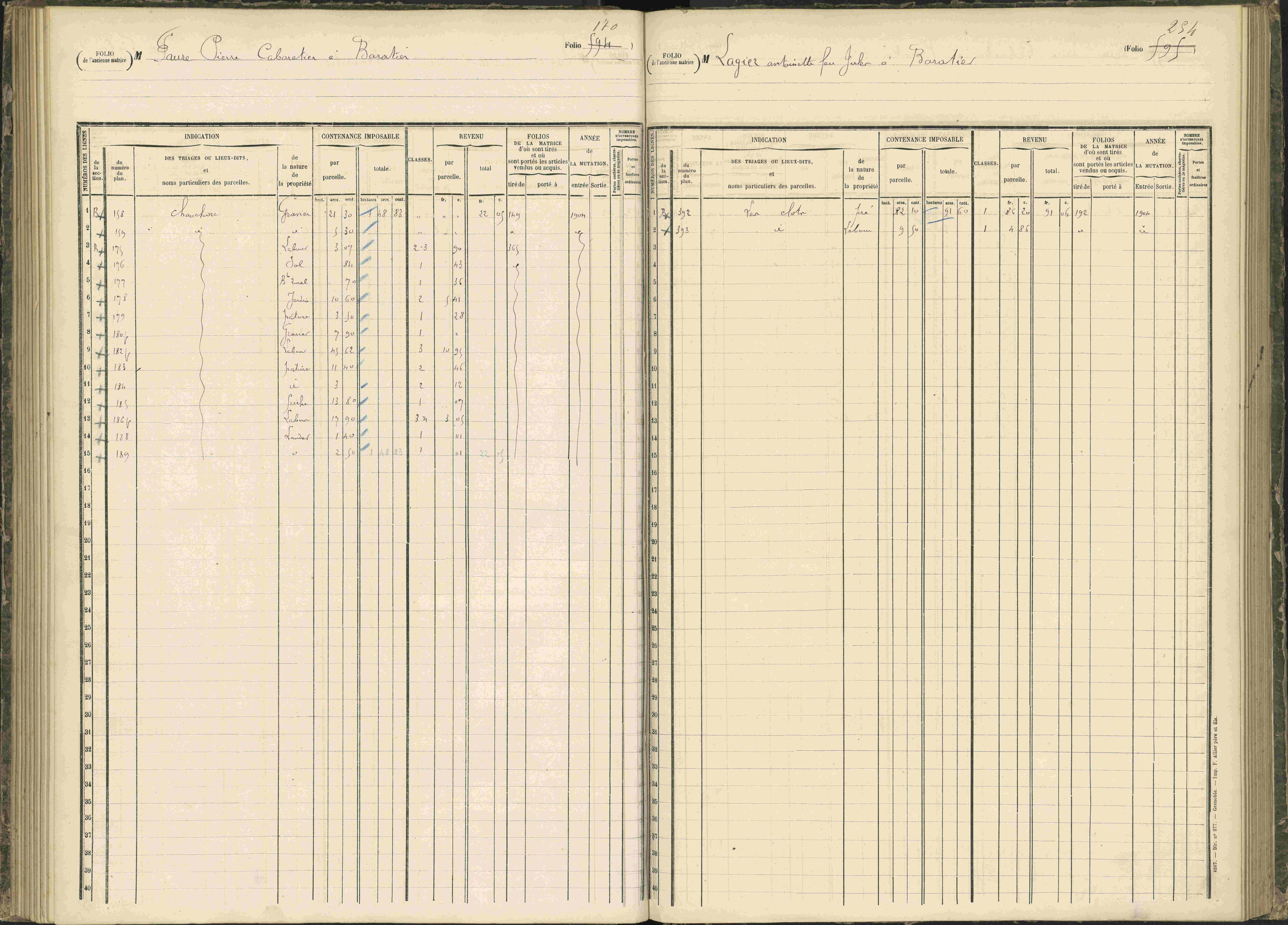 Baratier - 3 P 203/1 - 3 P 203/1 - Matrice, folios 441-620.