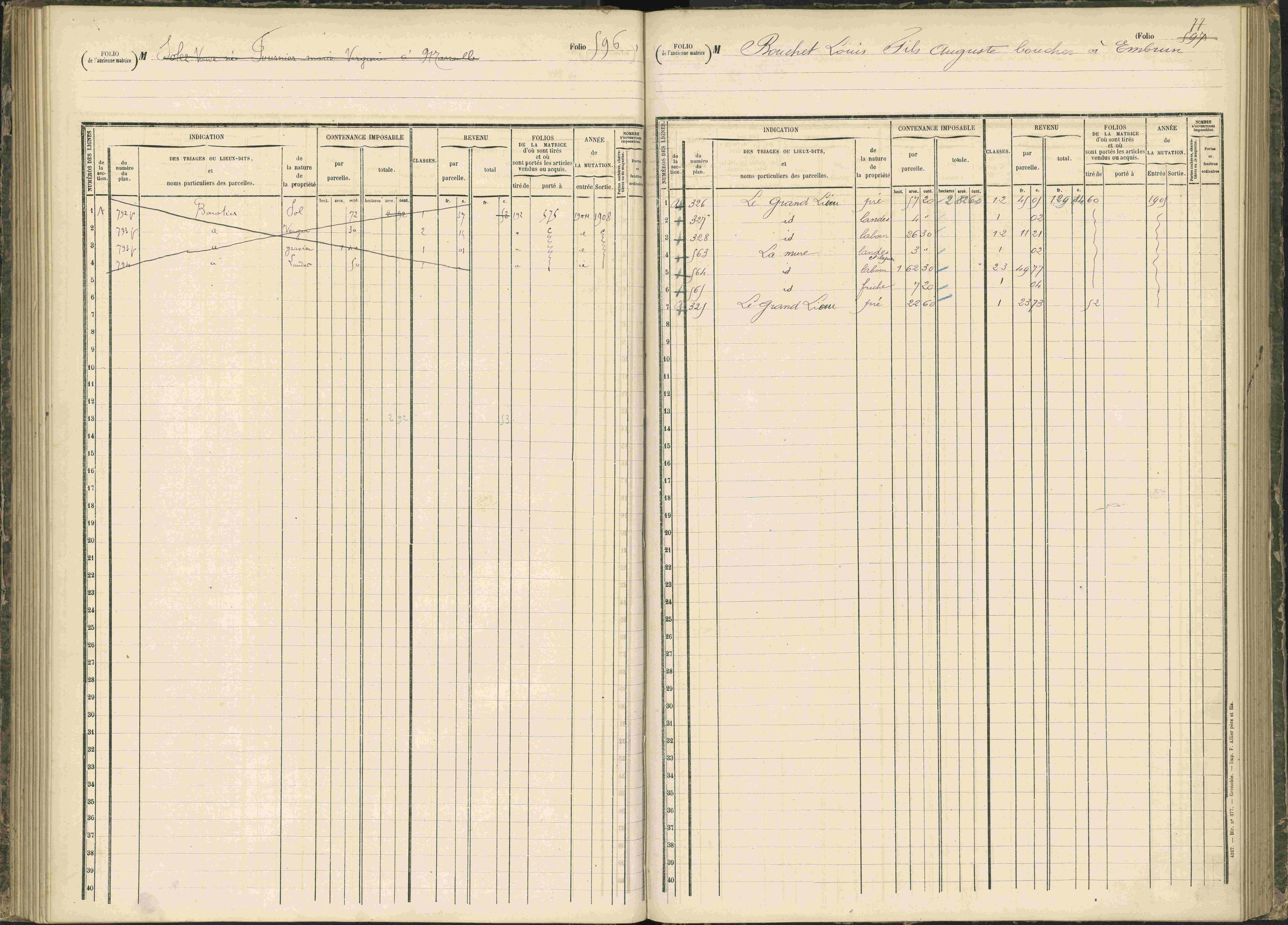 Baratier - 3 P 203/1 - 3 P 203/1 - Matrice, folios 441-620.