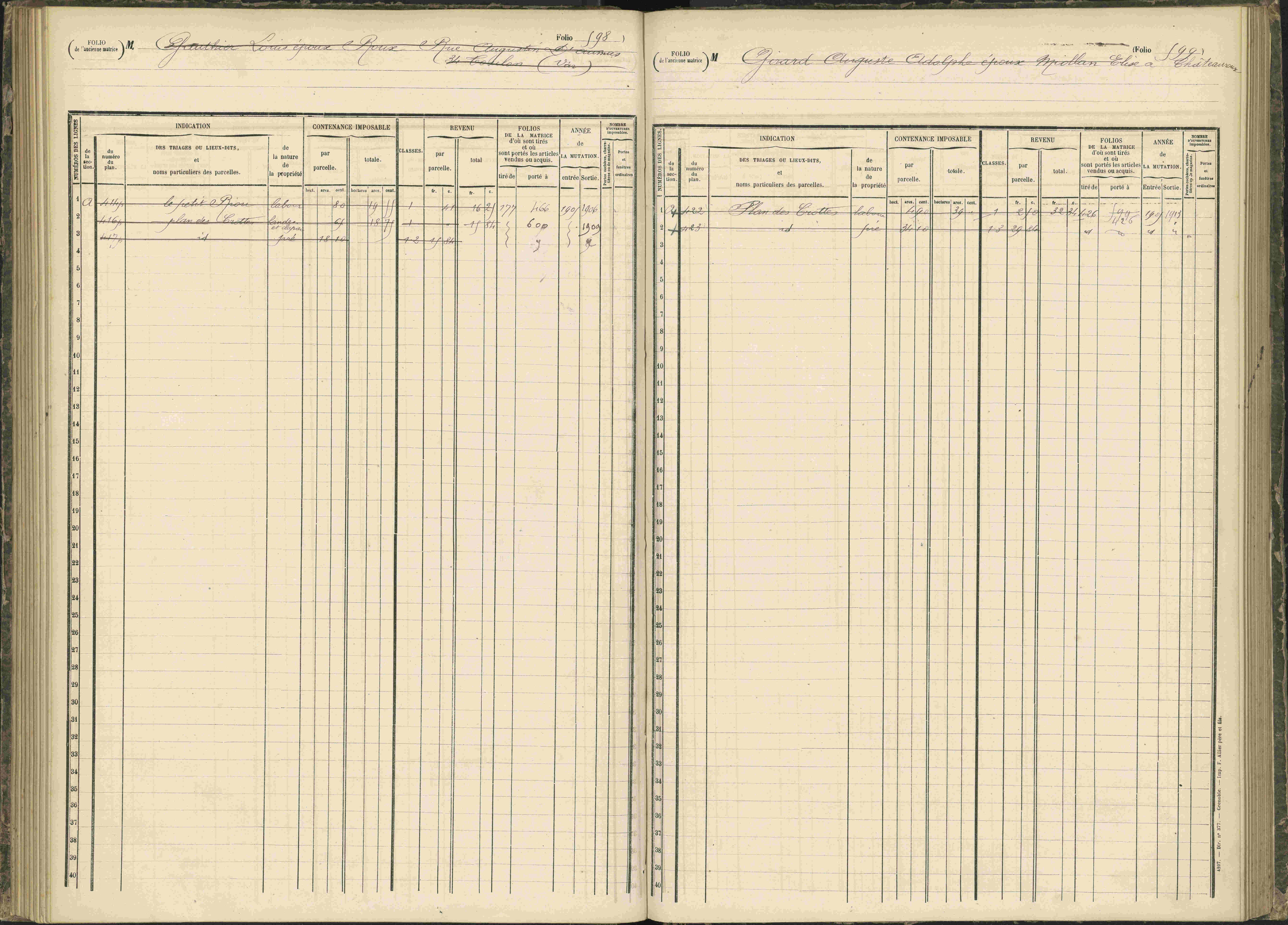 Baratier - 3 P 203/1 - 3 P 203/1 - Matrice, folios 441-620.