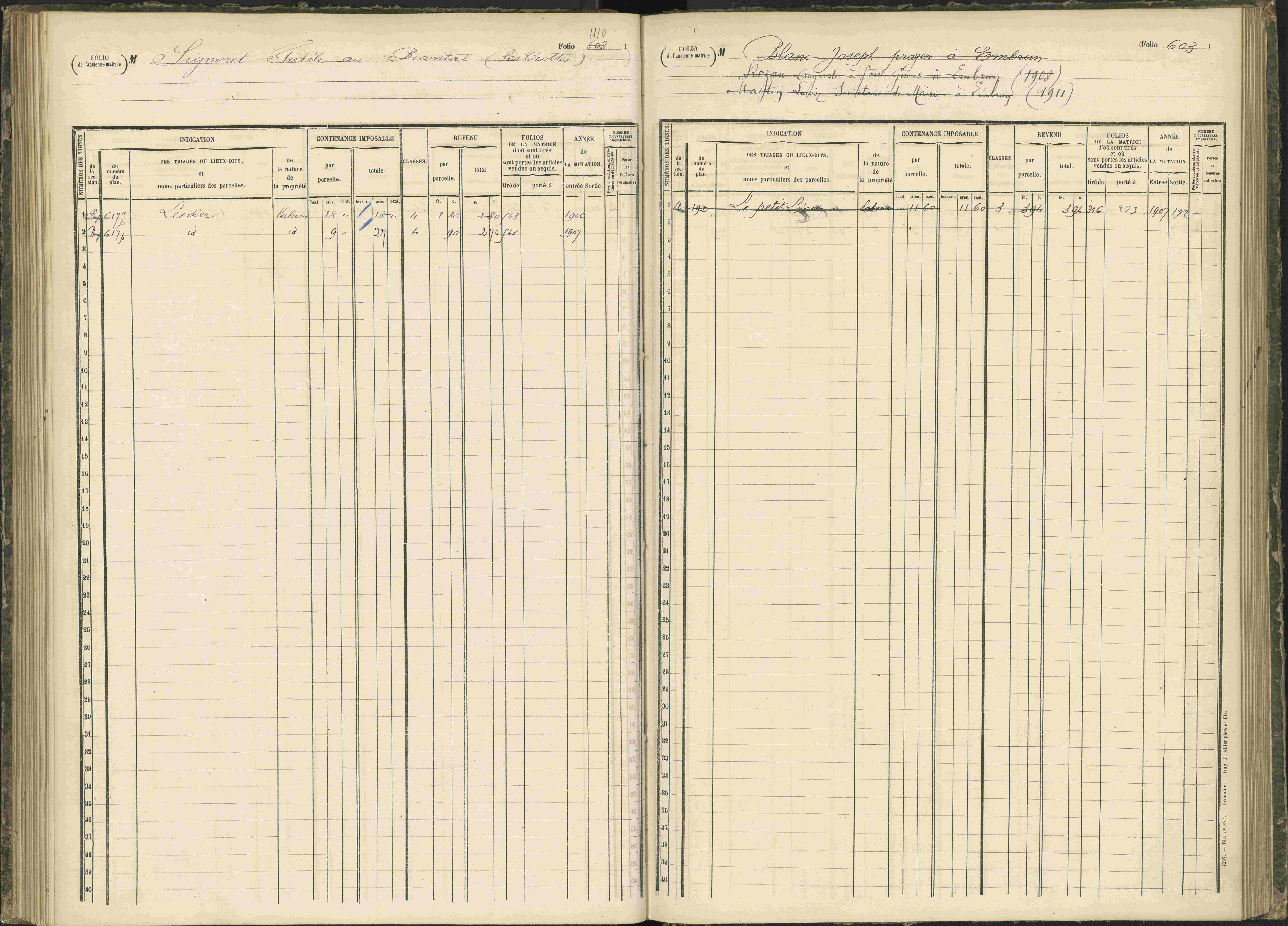 Baratier - 3 P 203/1 - 3 P 203/1 - Matrice, folios 441-620.