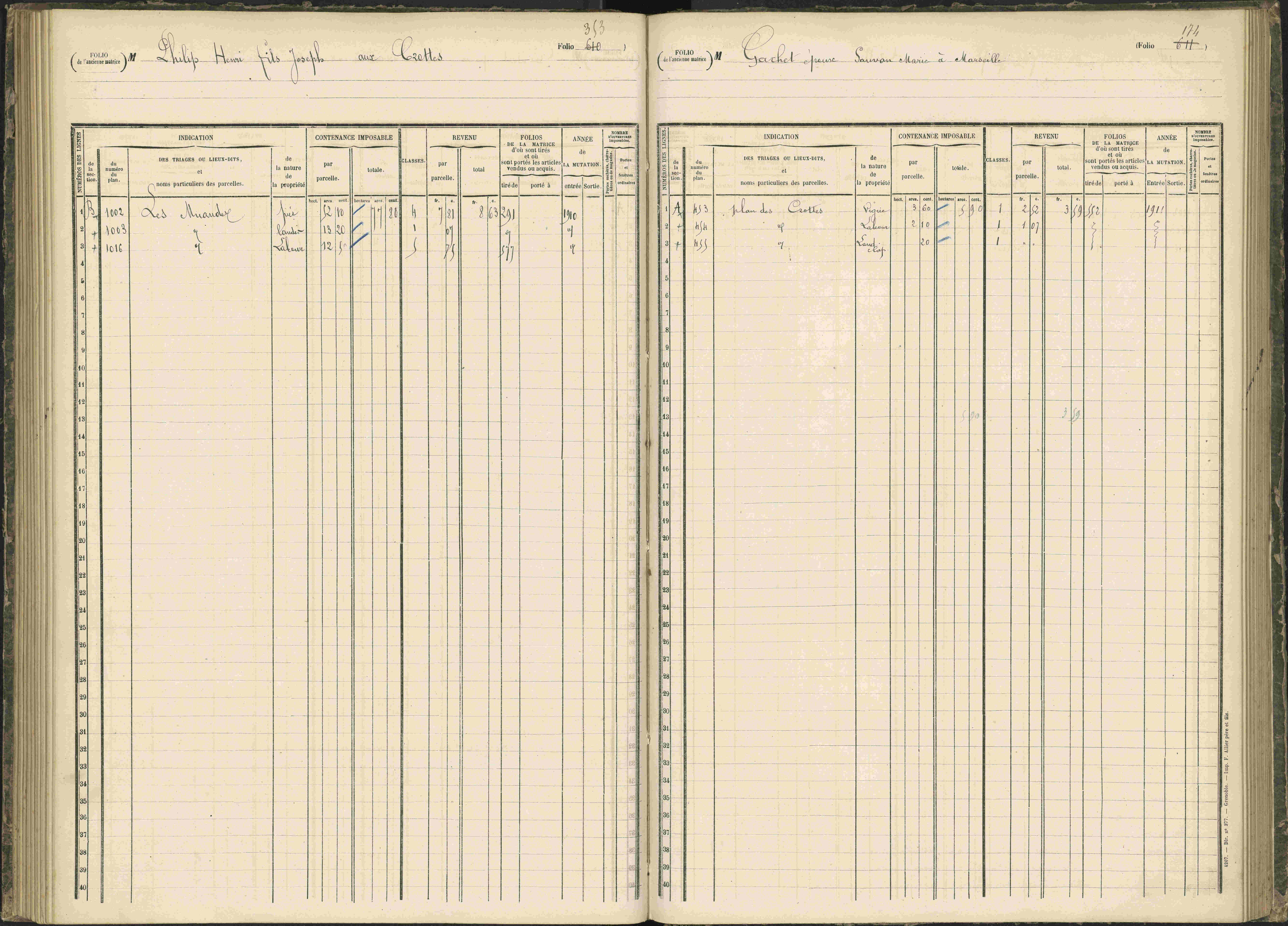 Baratier - 3 P 203/1 - 3 P 203/1 - Matrice, folios 441-620.