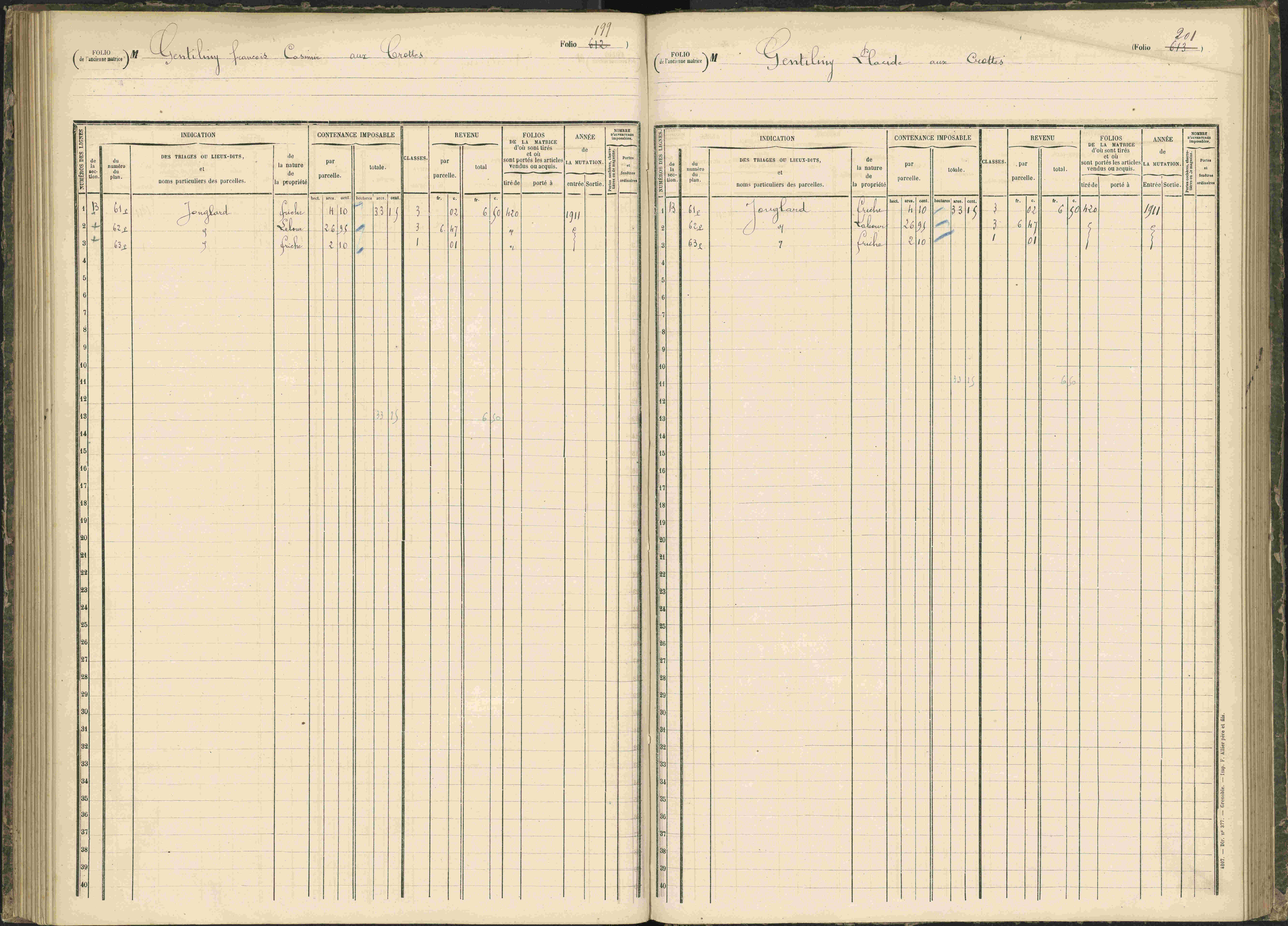 Baratier - 3 P 203/1 - 3 P 203/1 - Matrice, folios 441-620.