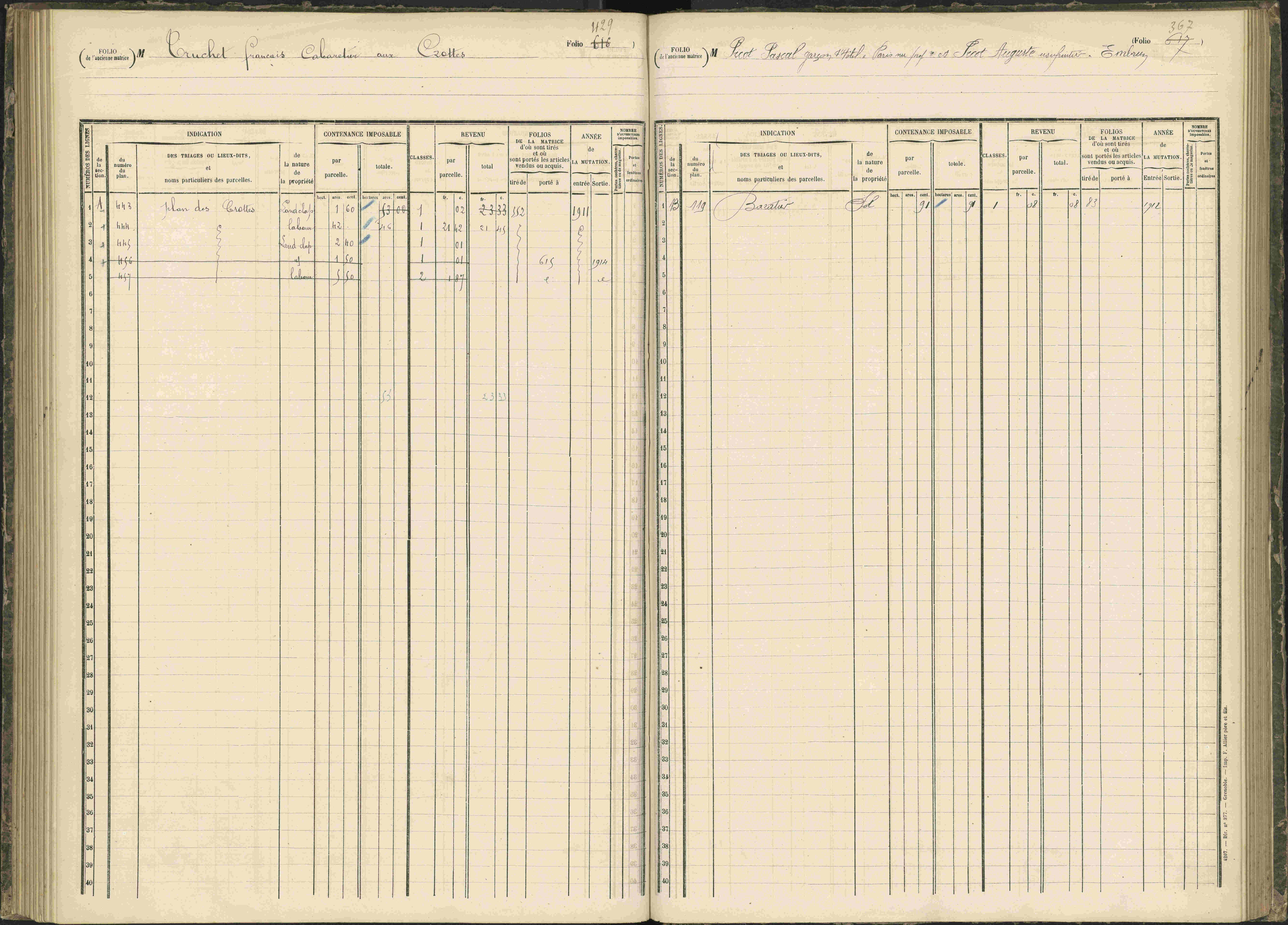 Baratier - 3 P 203/1 - 3 P 203/1 - Matrice, folios 441-620.