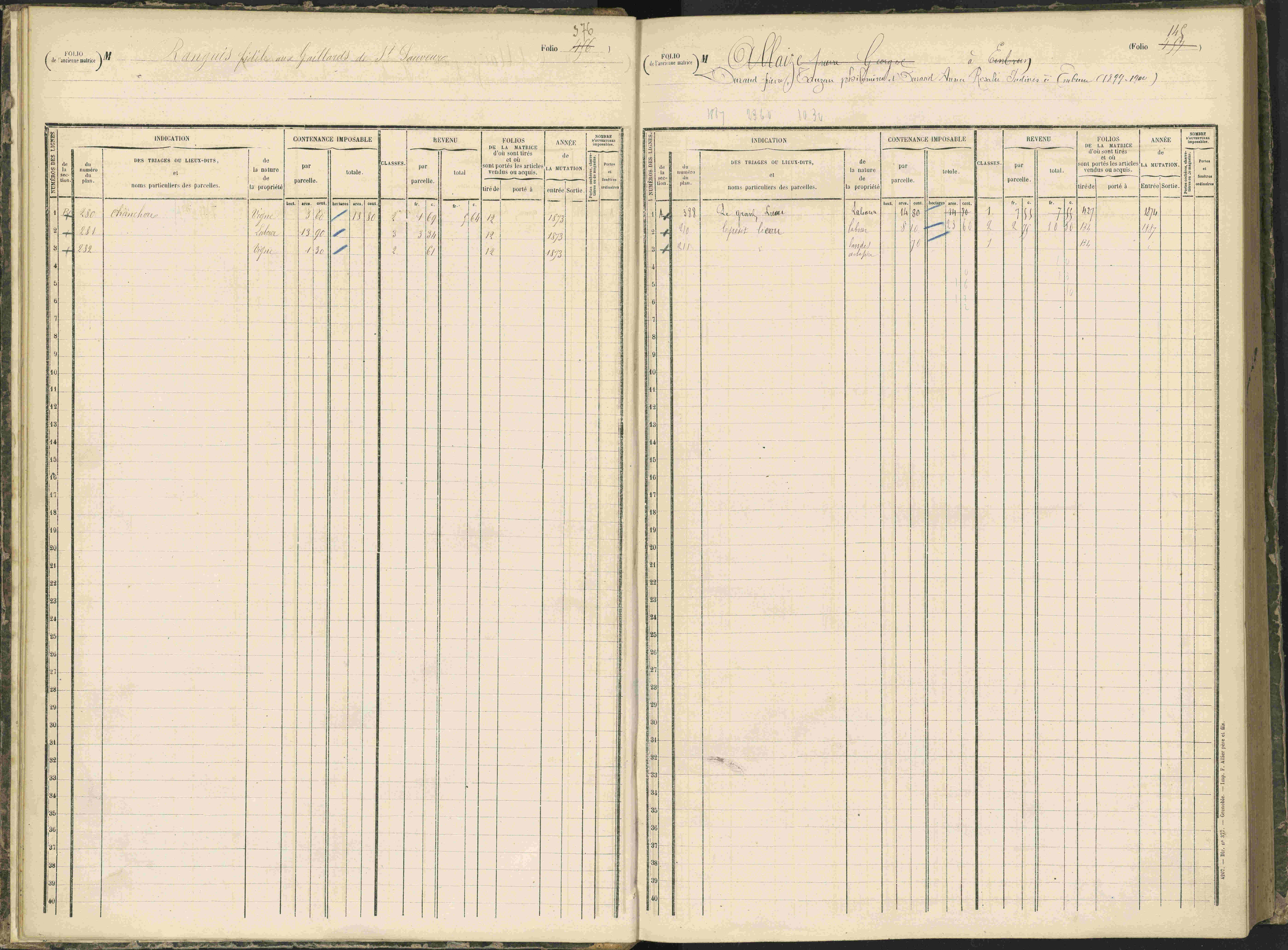 Baratier - 3 P 203/1 - 3 P 203/1 - Matrice, folios 441-620.