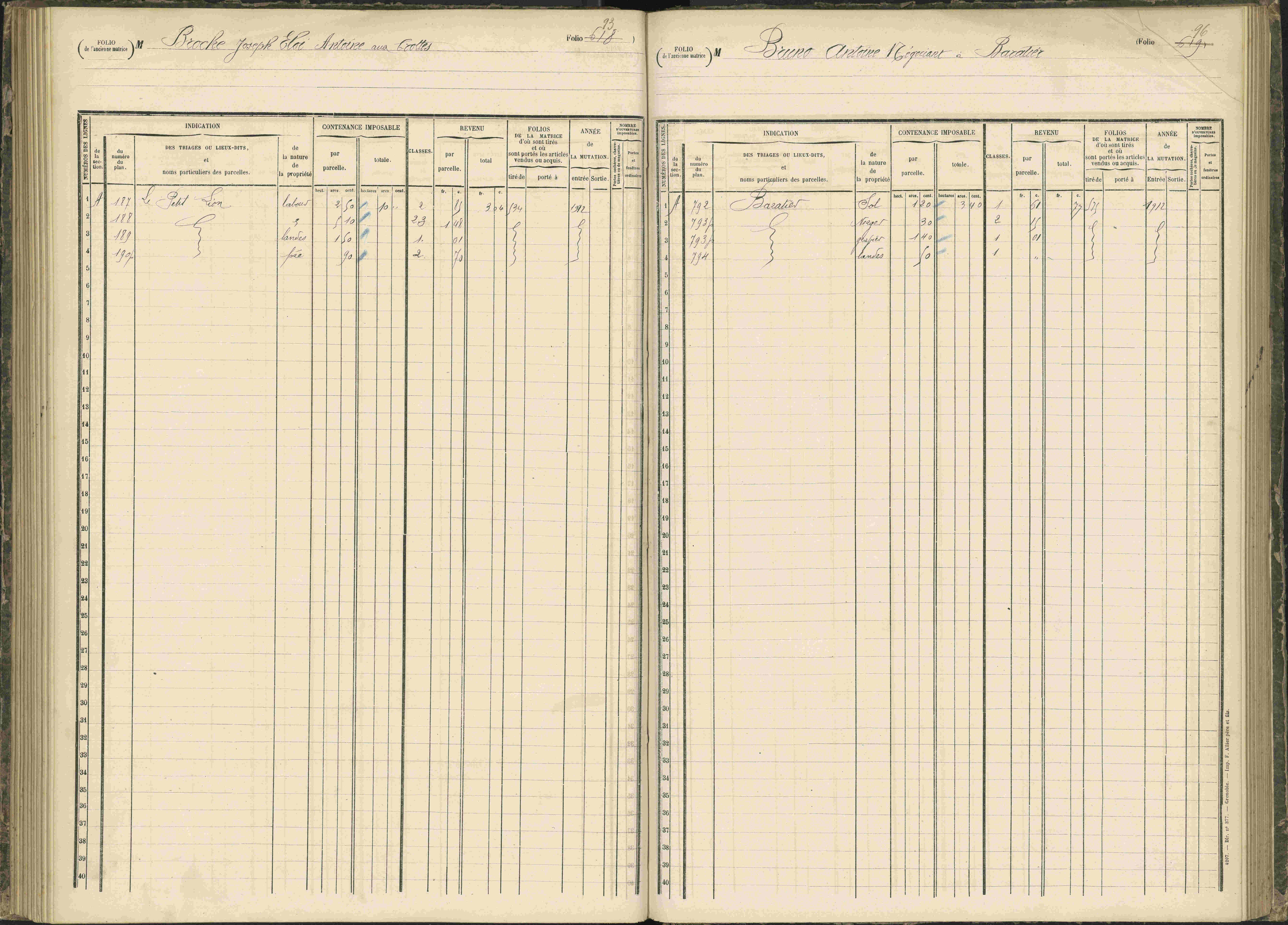 Baratier - 3 P 203/1 - 3 P 203/1 - Matrice, folios 441-620.