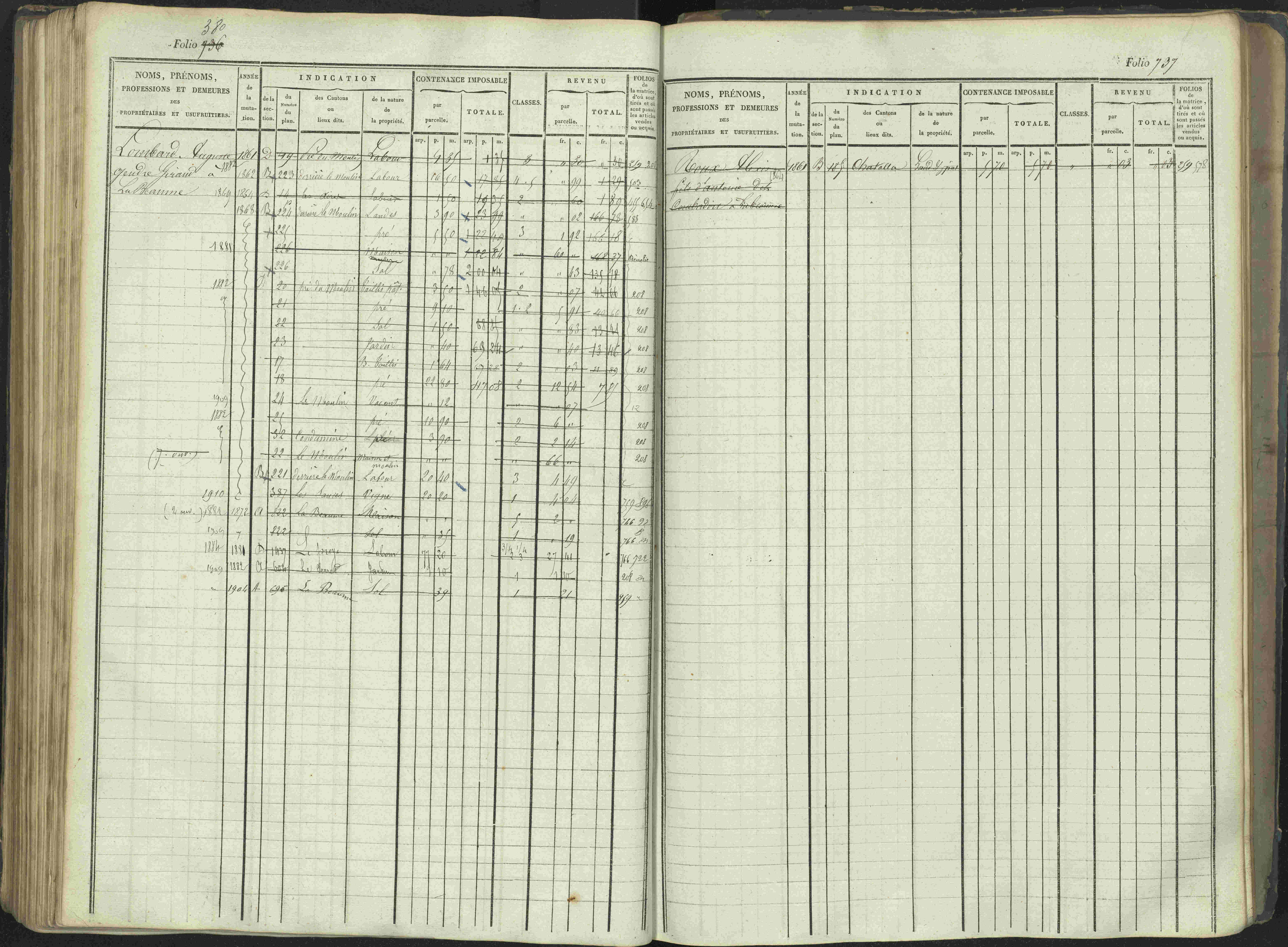 La Beaume - 3 P 253/1 - 3 P 253/1 - Matrice, folios 481-960.