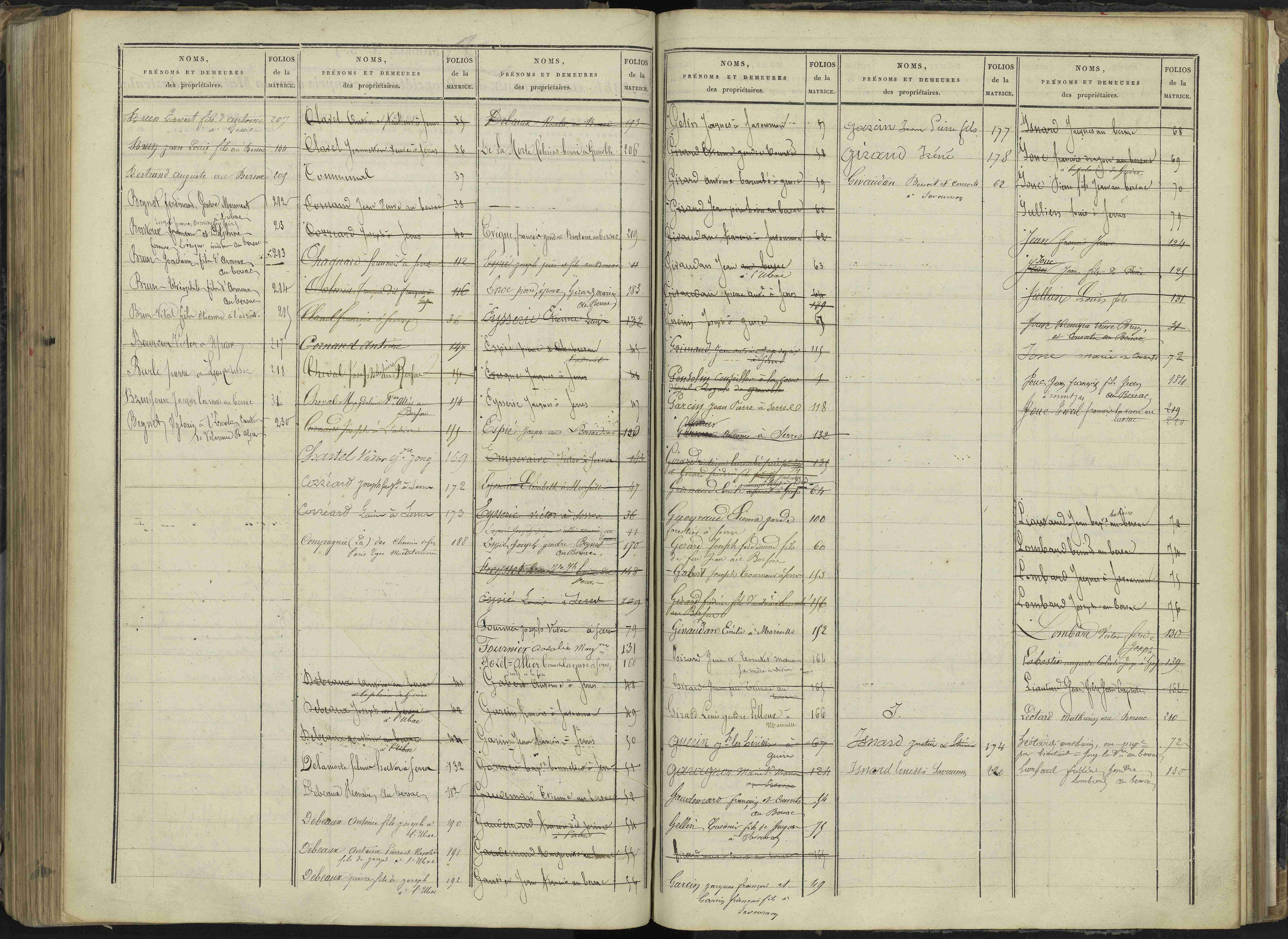 Le Bersac - 3 P 267/2 - 3 P 267/2 - Table des propriétaires.