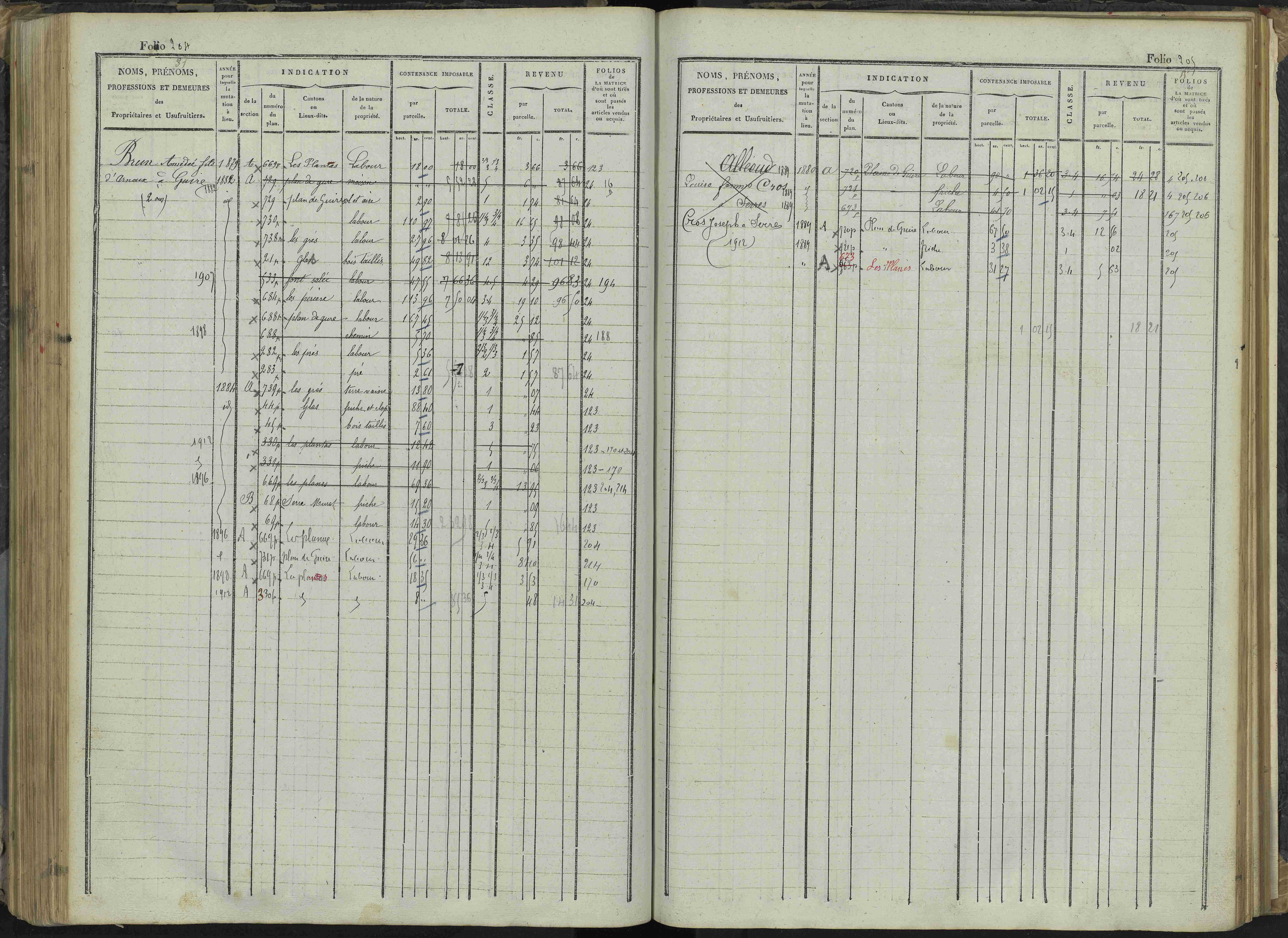 Le Bersac - 3 P 267/1 - 3 P 267/1 - Matrice foncière.
