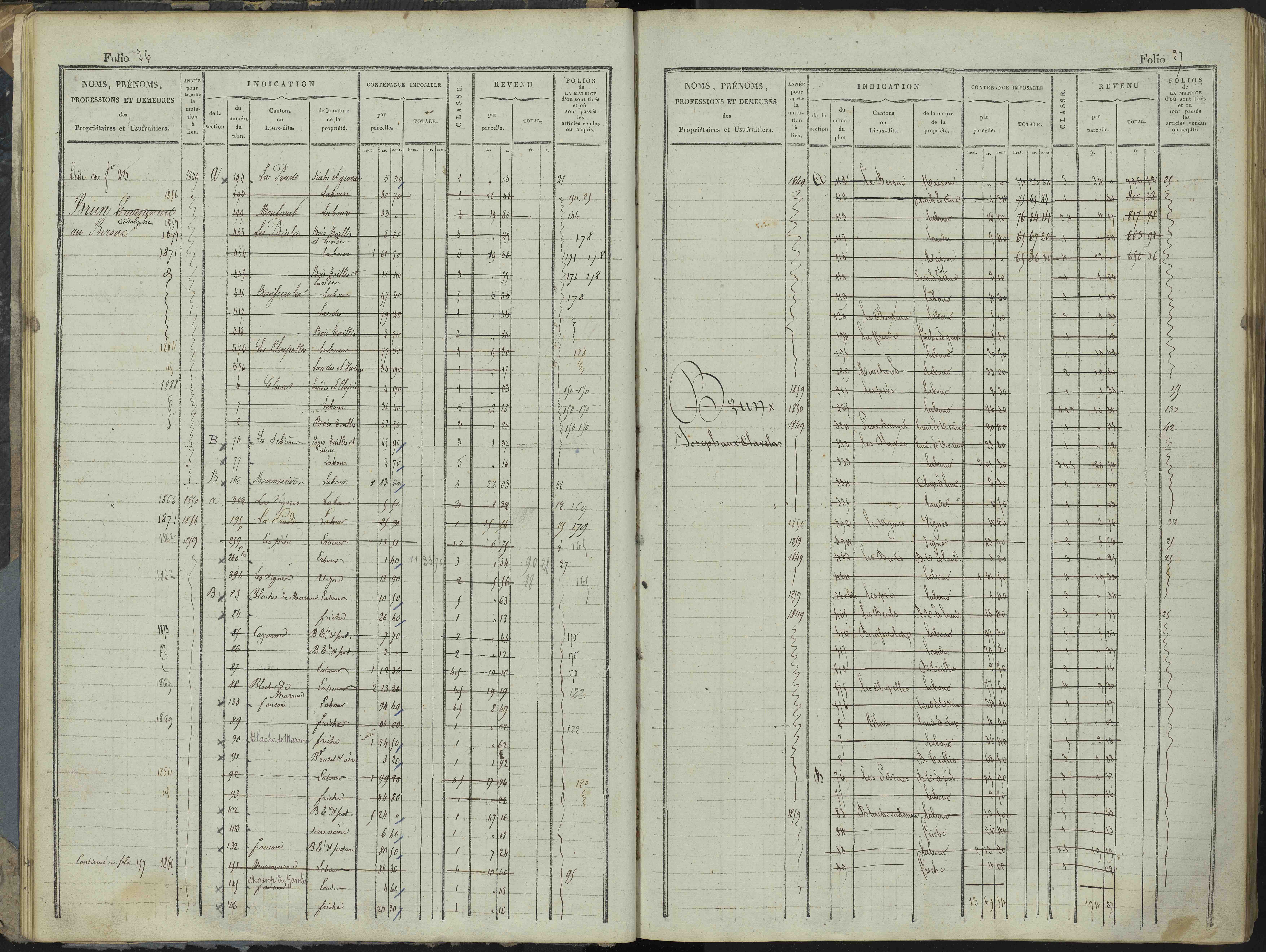 Le Bersac - 3 P 267/1 - 3 P 267/1 - Matrice foncière.