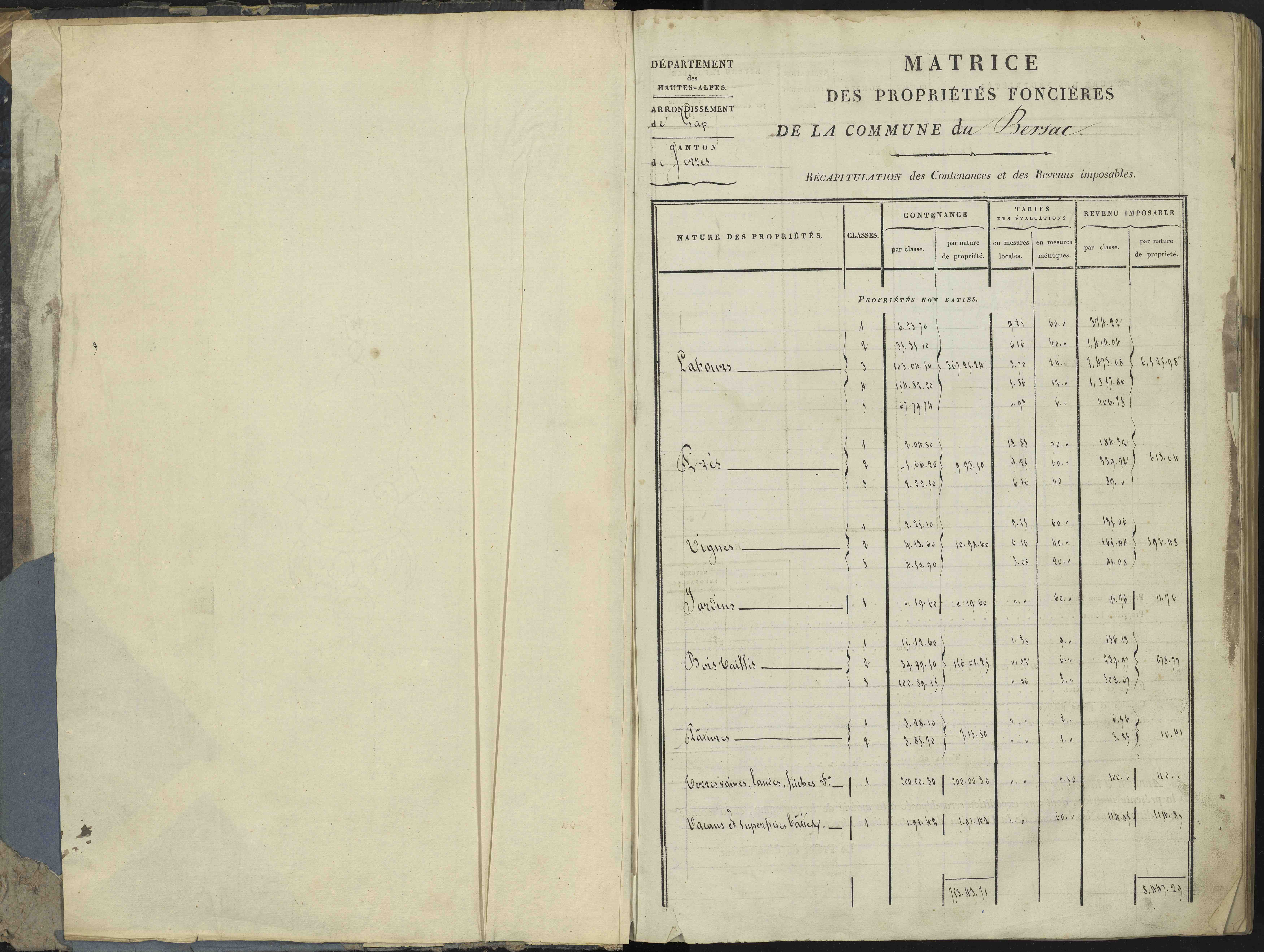 Le Bersac - 3 P 267/1 - 3 P 267/1 - Matrice foncière.