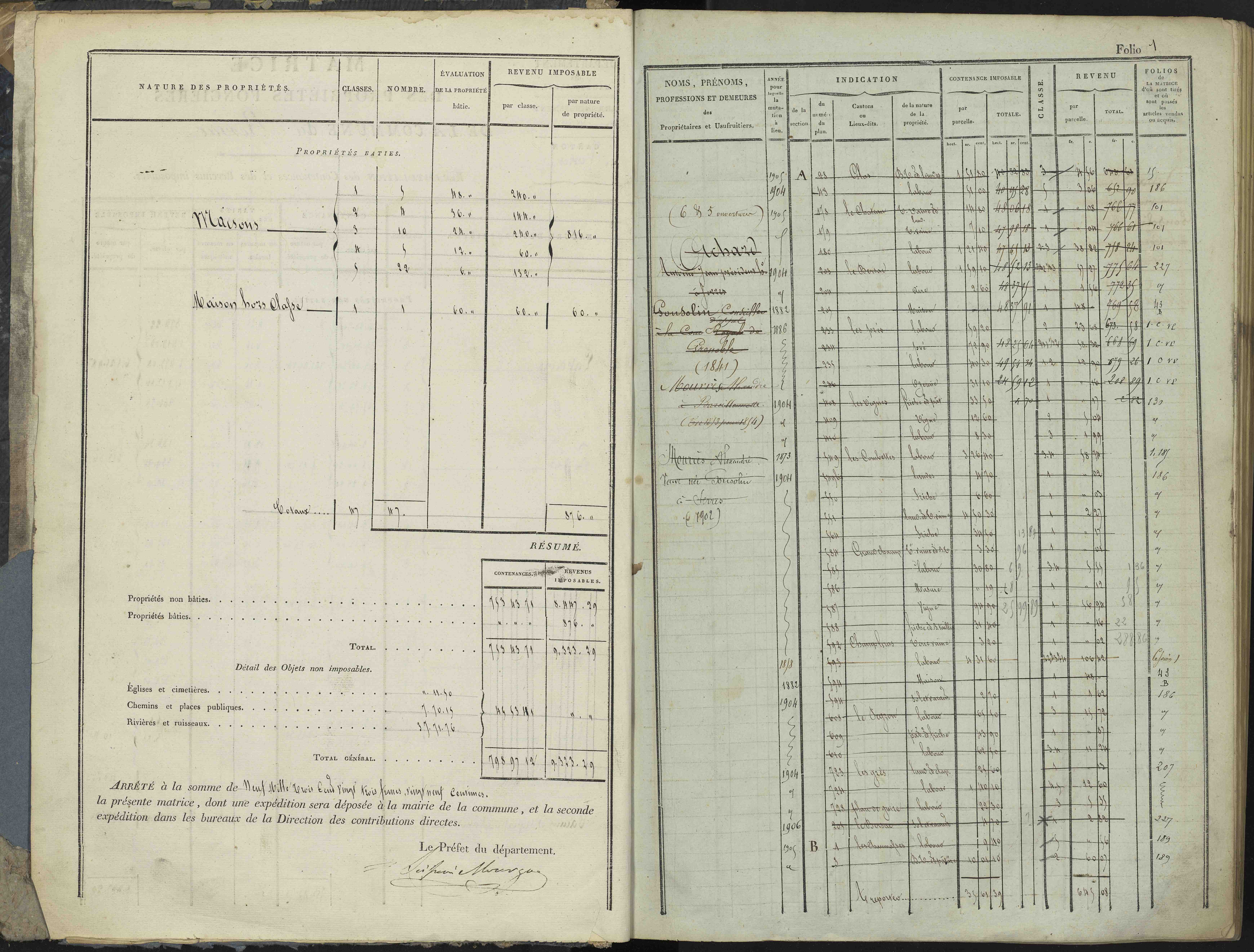 Le Bersac - 3 P 267/1 - 3 P 267/1 - Matrice foncière.
