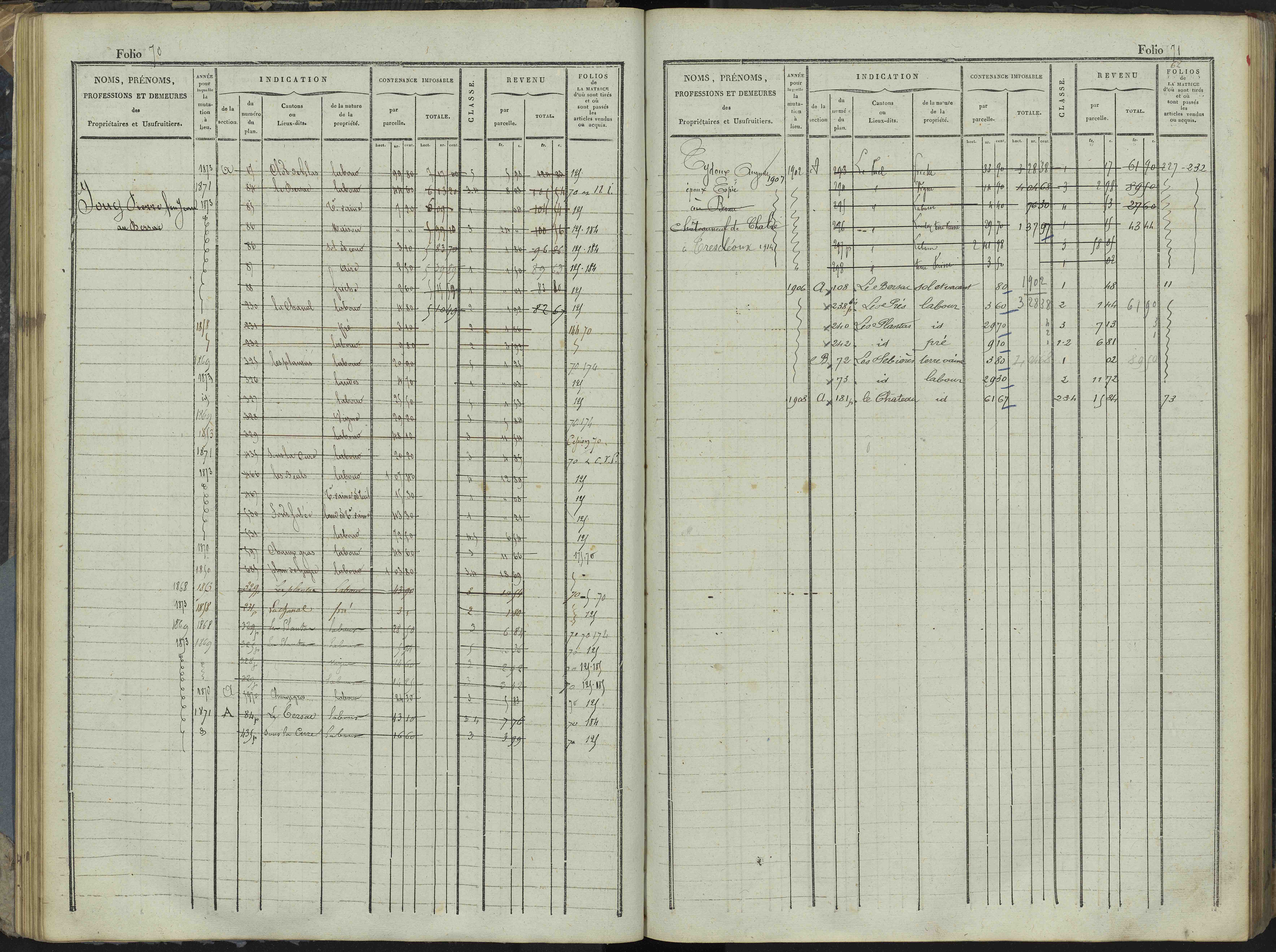 Le Bersac - 3 P 267/1 - 3 P 267/1 - Matrice foncière.