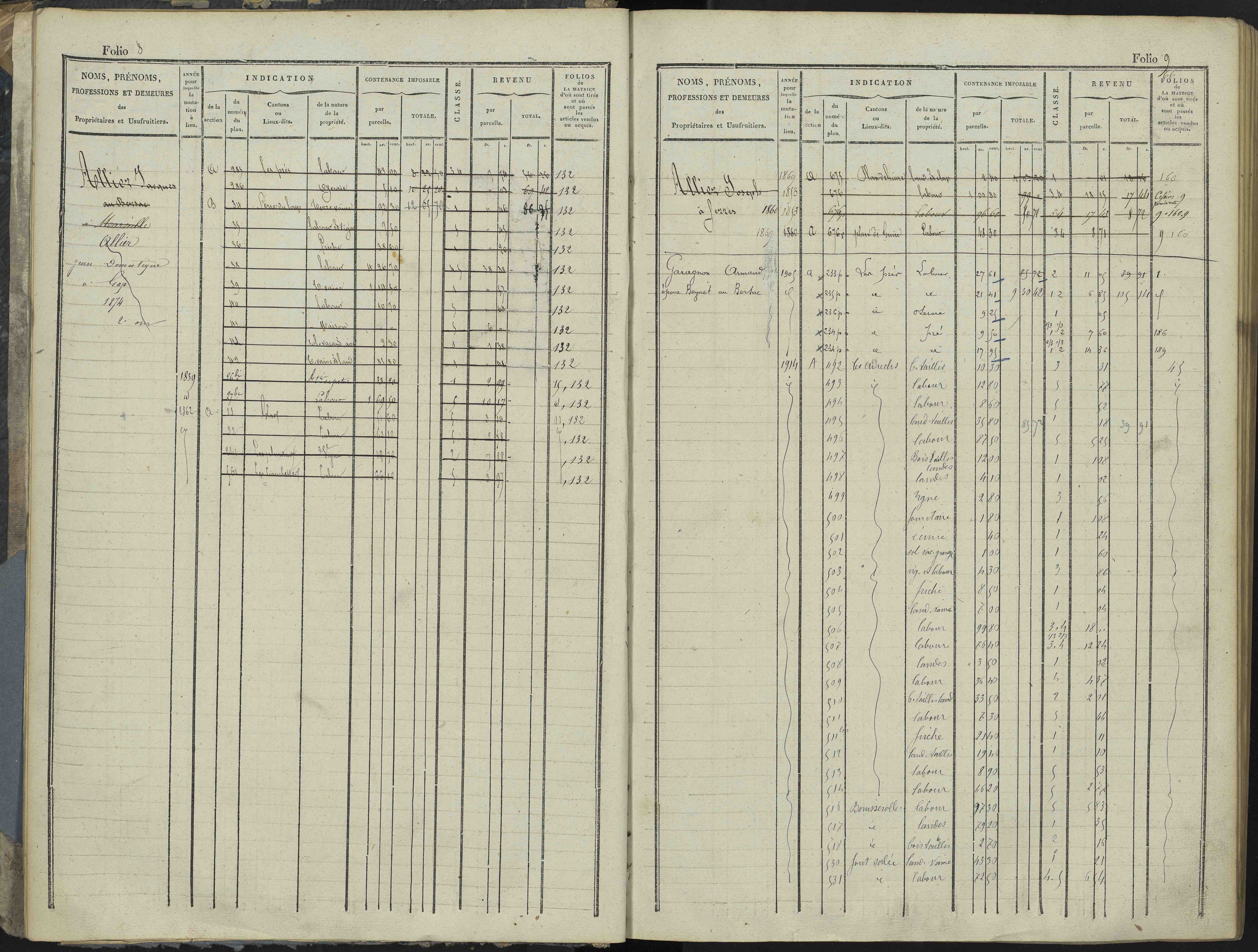 Le Bersac - 3 P 267/1 - 3 P 267/1 - Matrice foncière.
