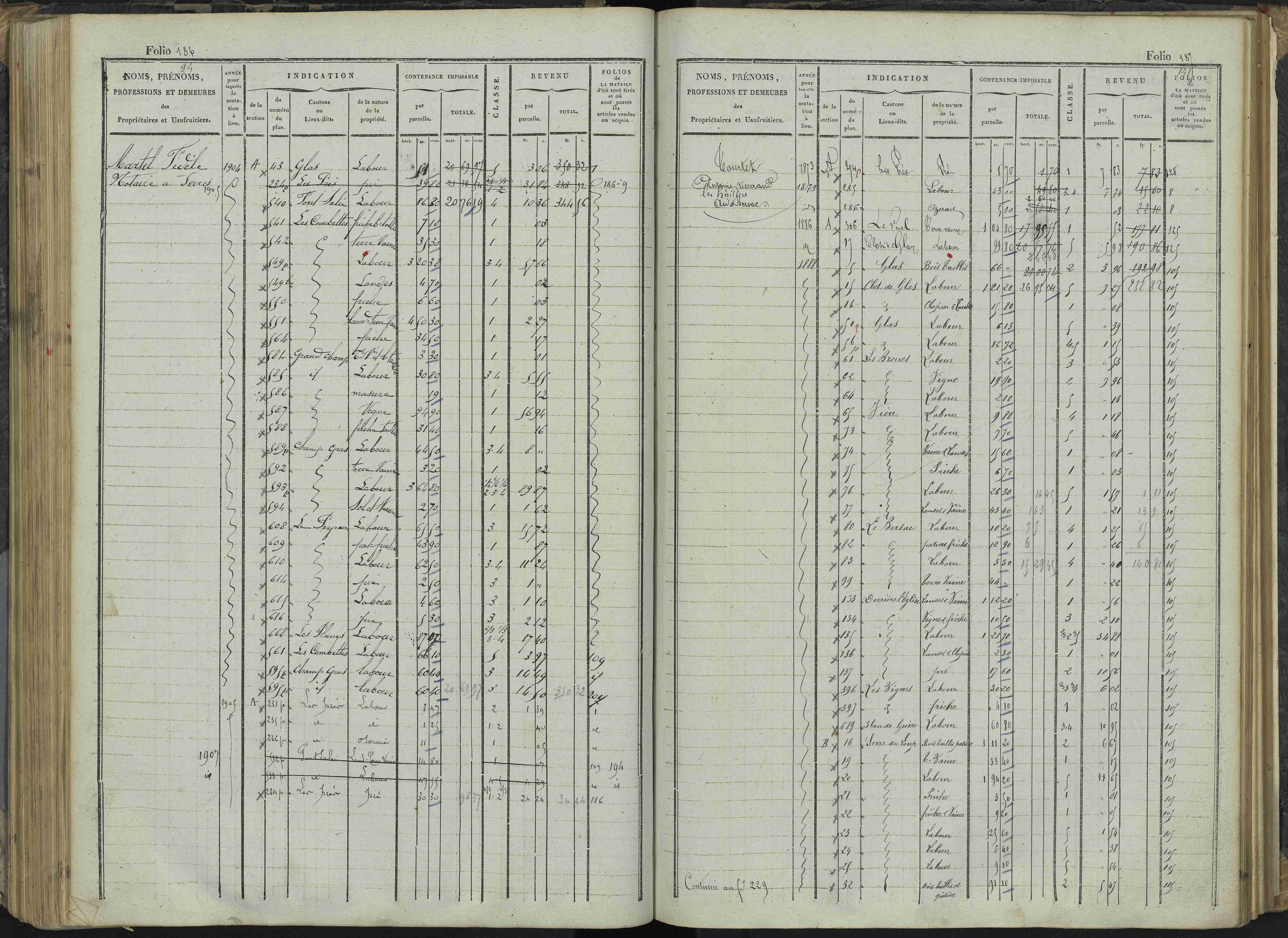 Le Bersac - 3 P 267/1 - 3 P 267/1 - Matrice foncière.