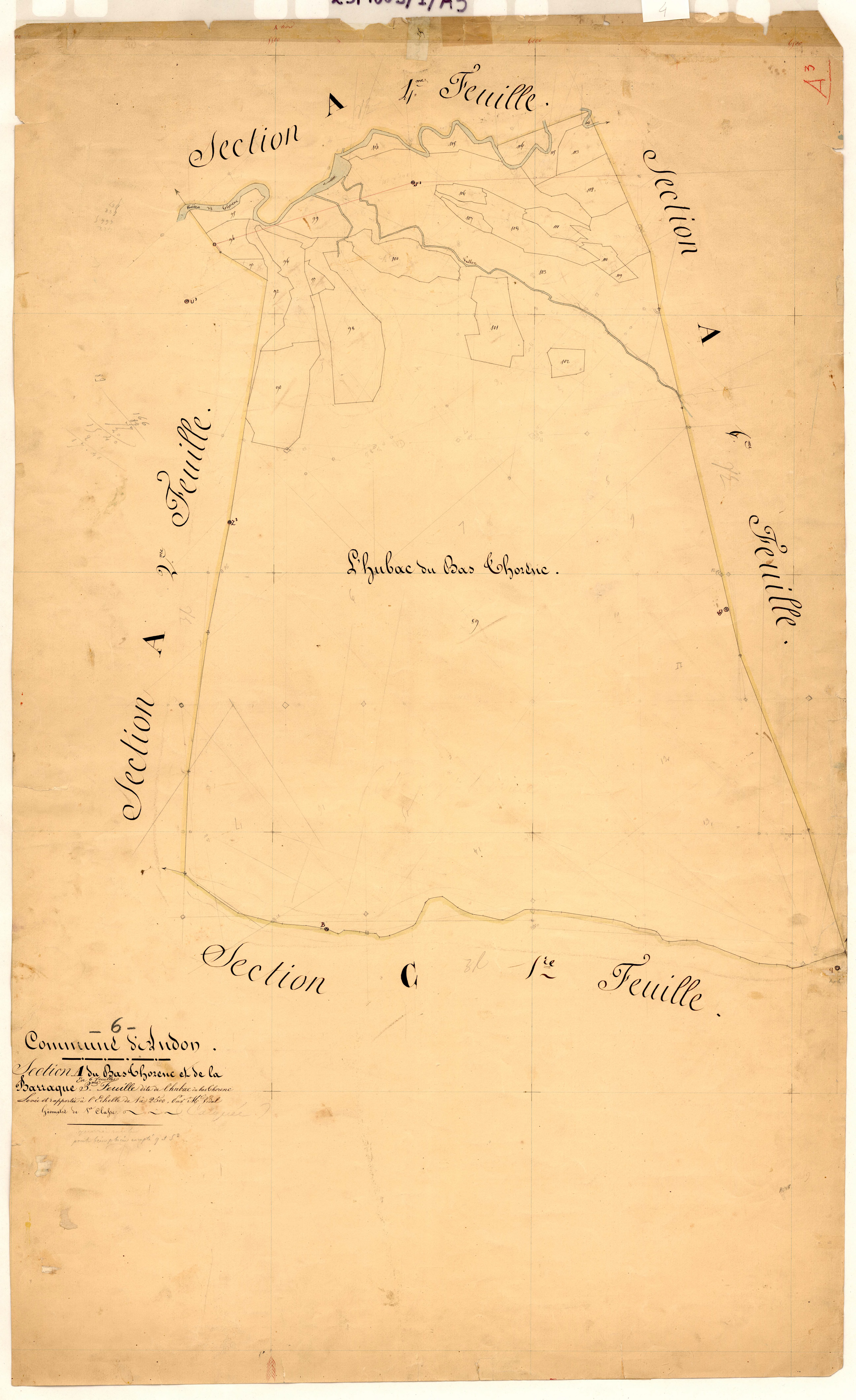 Le Bas Thorenc et la Barraque, l'Hubac du Bas Thorenc. - Plan de section, A3