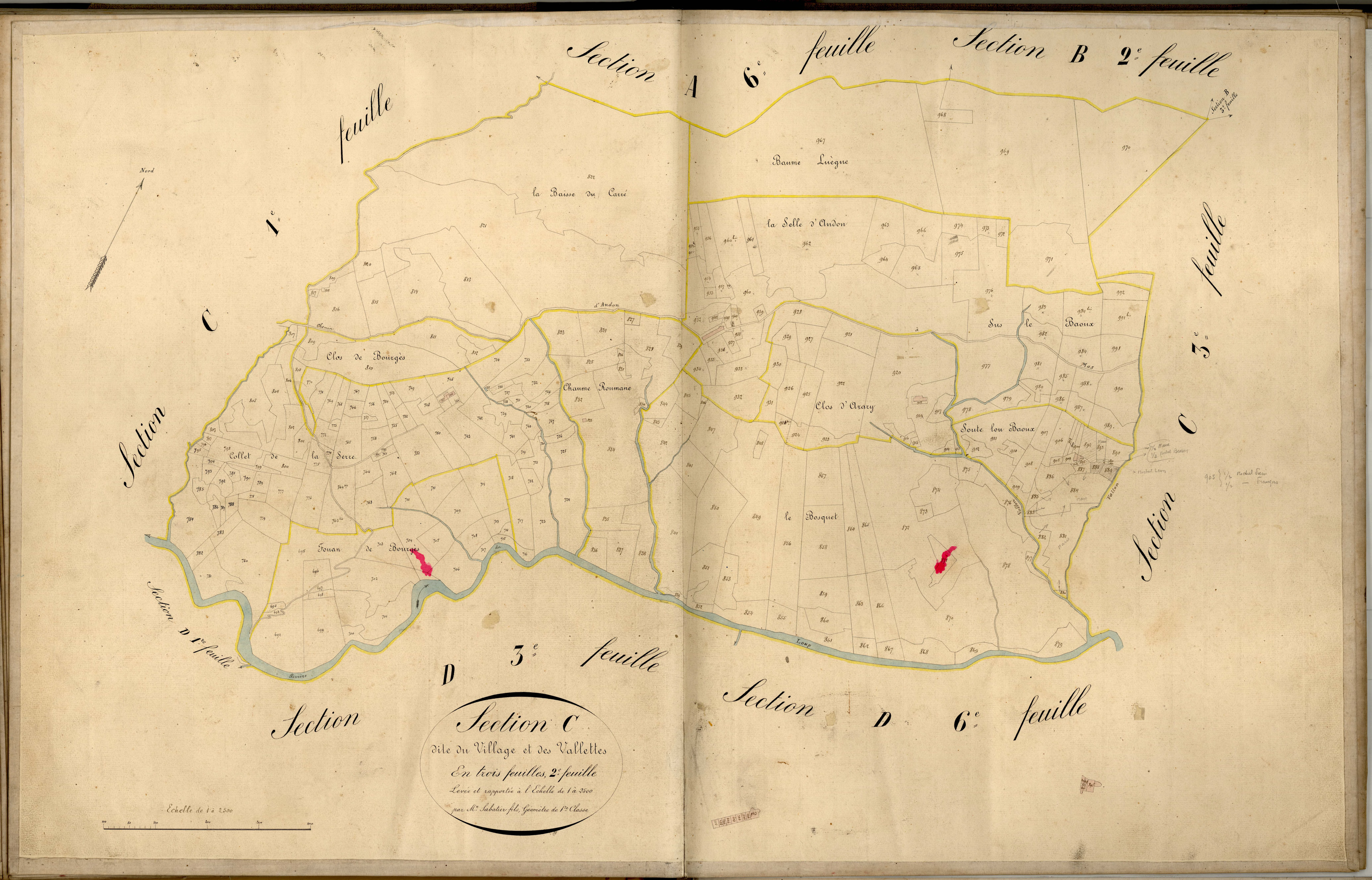 Le Village et les Valettes. - Plan de section, C2