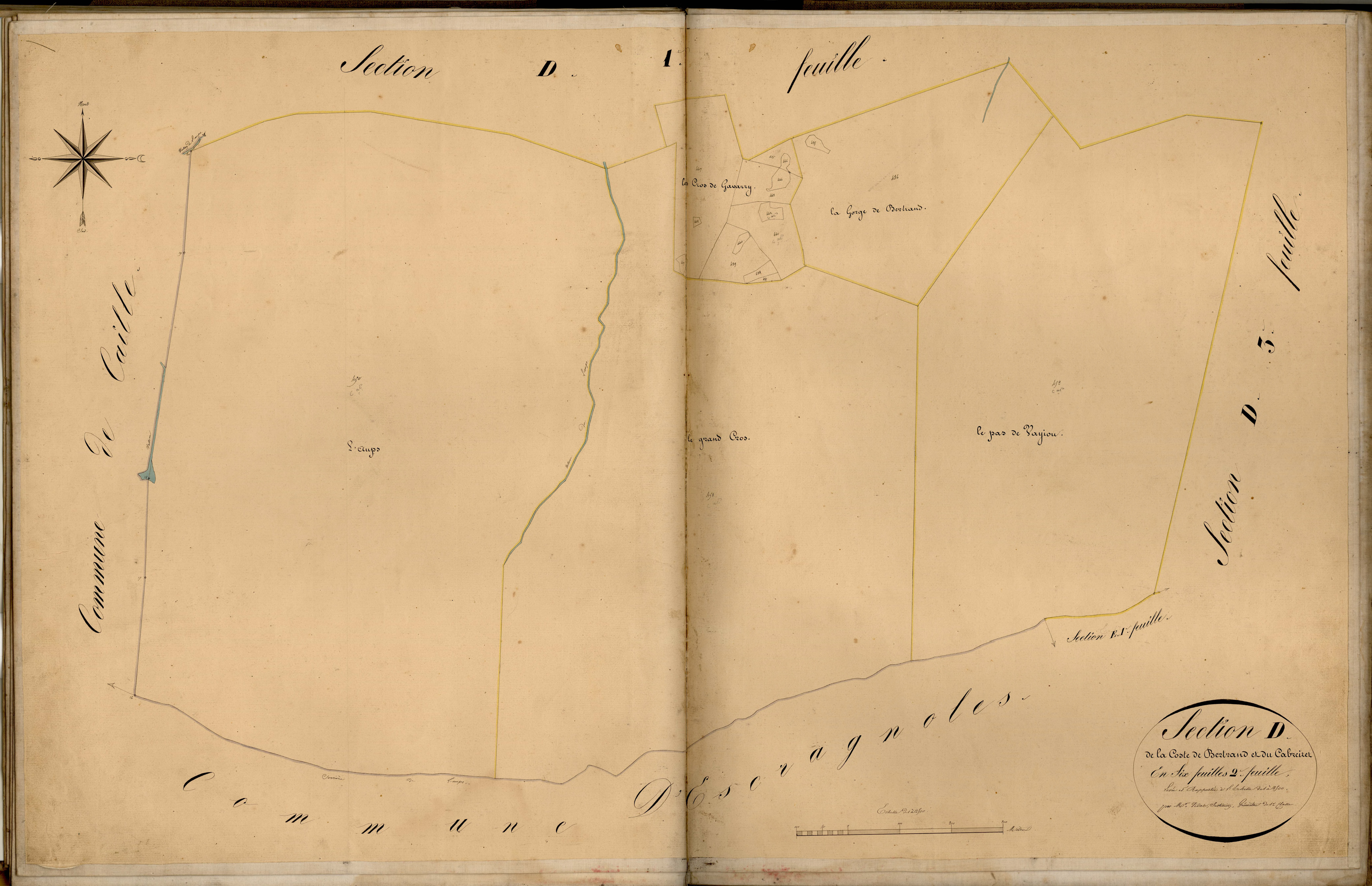 La Gorge de Bertrand et le Cabreiret, l'Aups. - Plan de section, D2