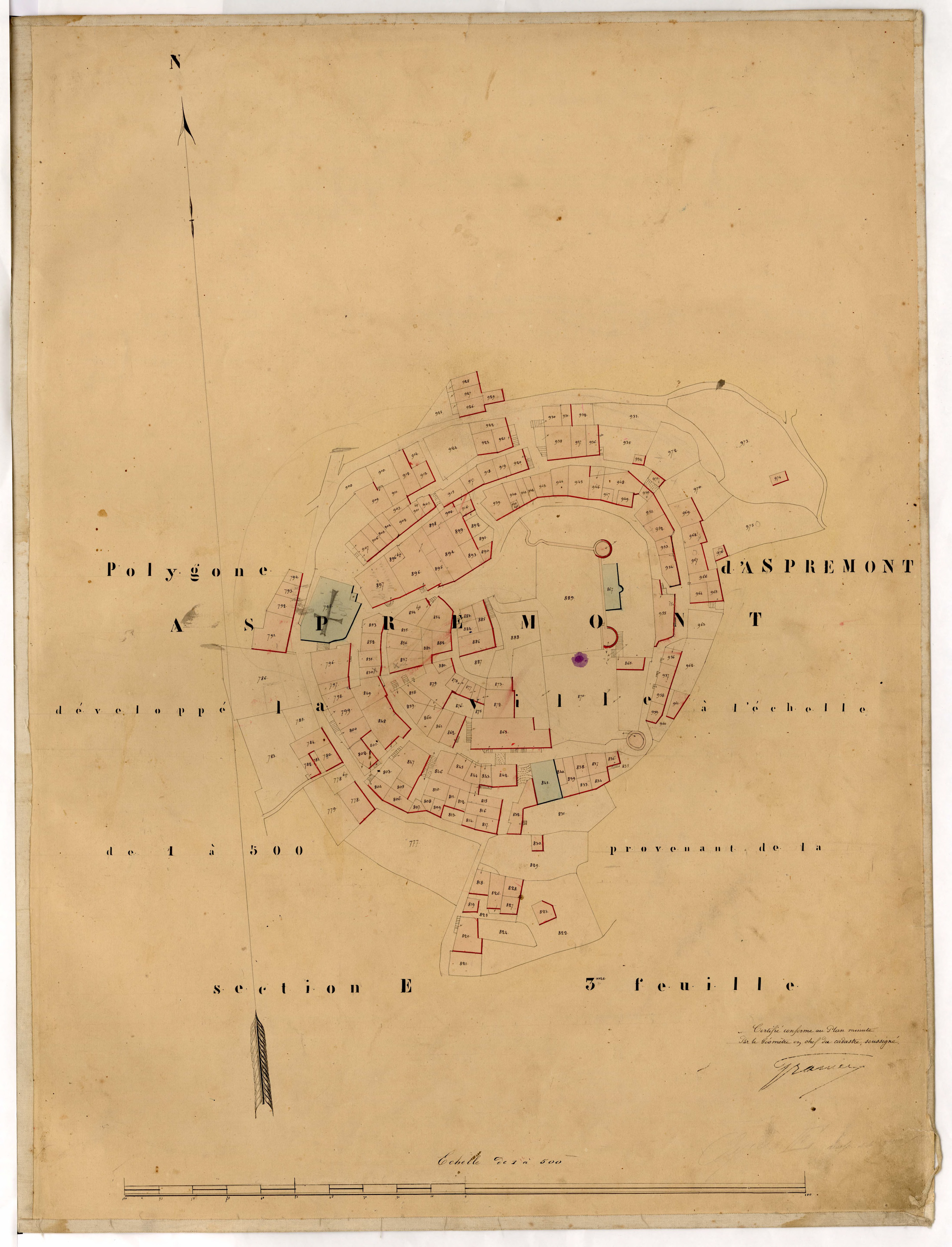 La Ville (développement). - Plan de section, E3(d)