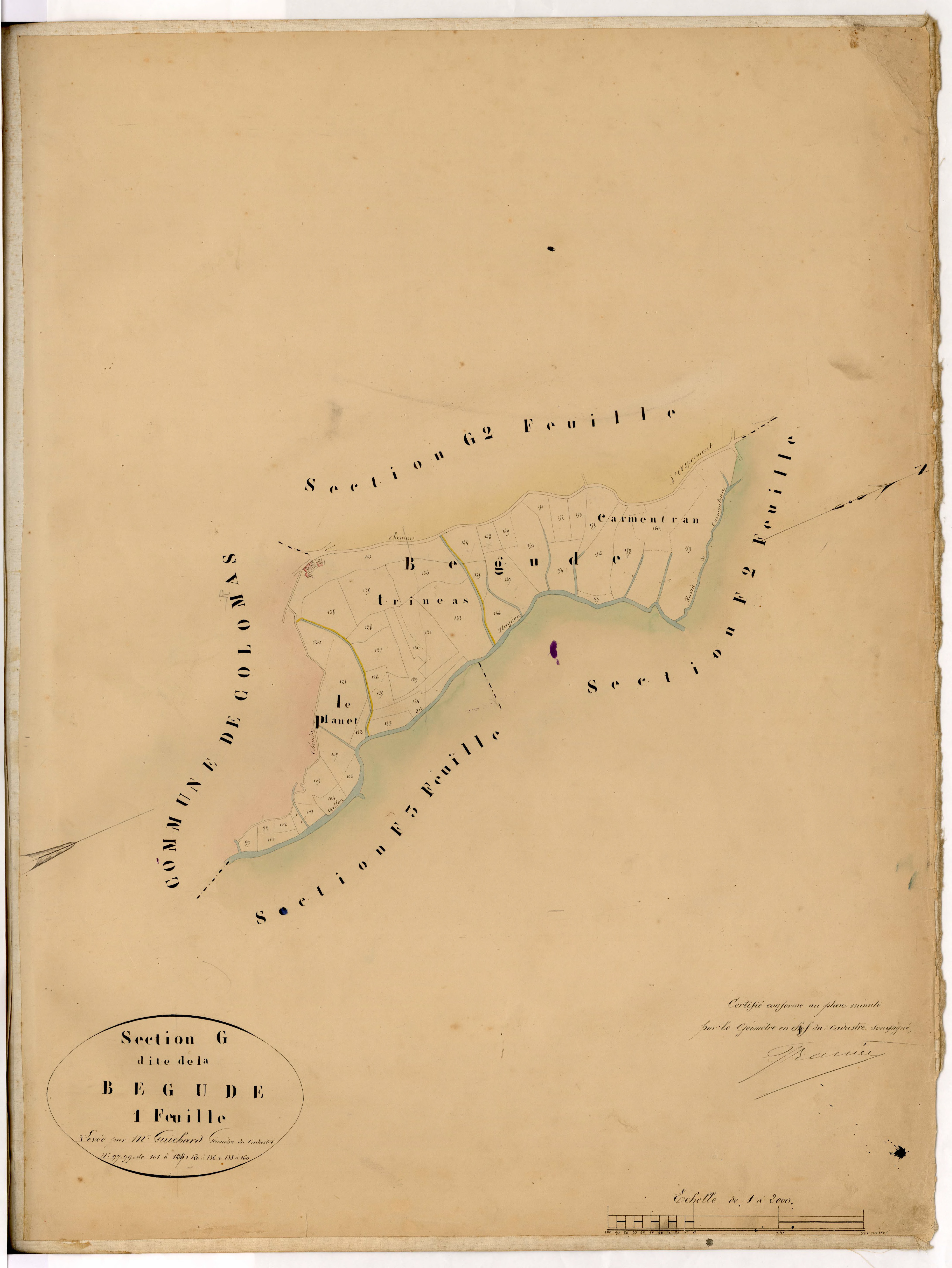 La Bégude. - Plan de section, G1