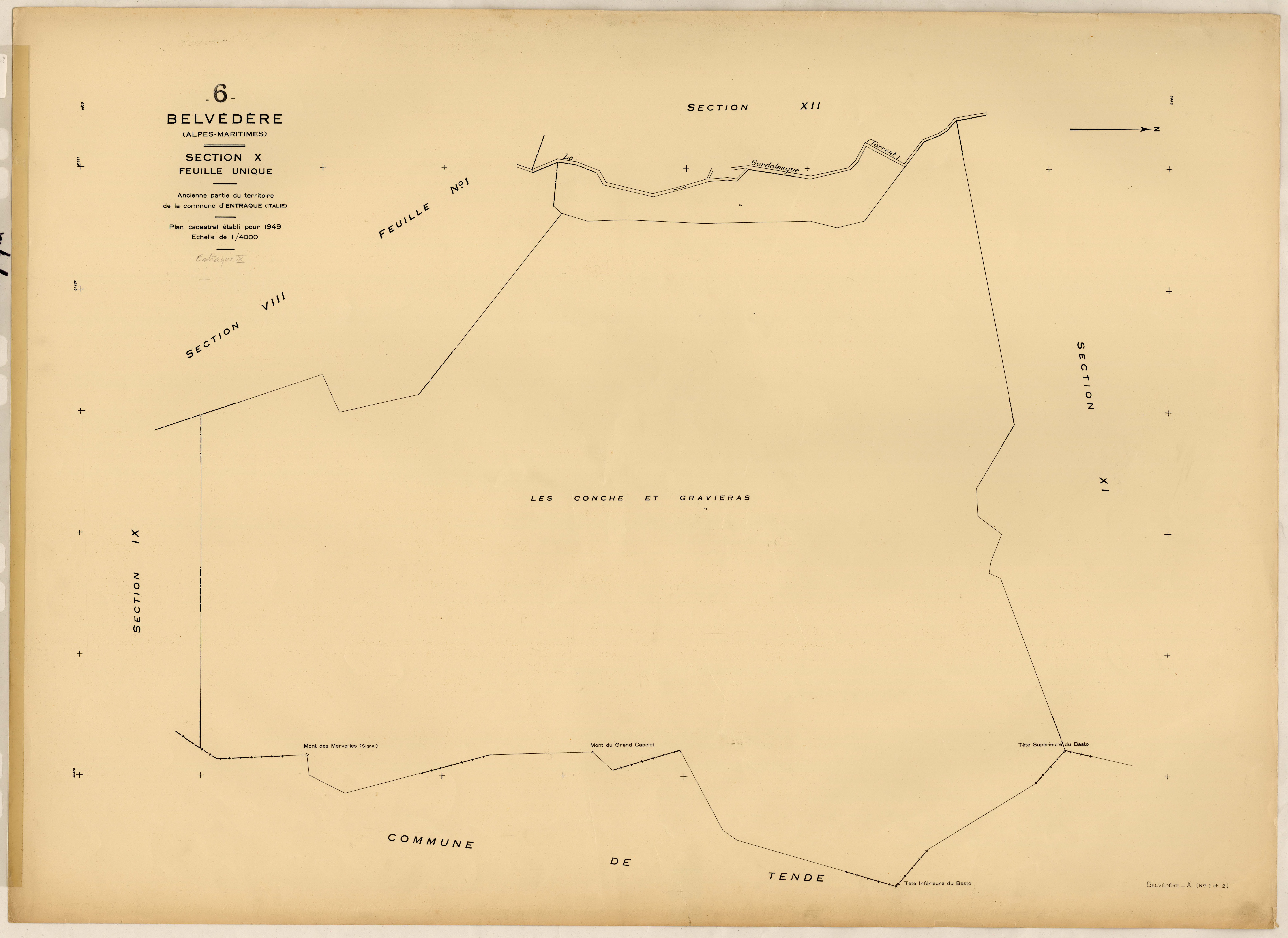 Plan de section, X