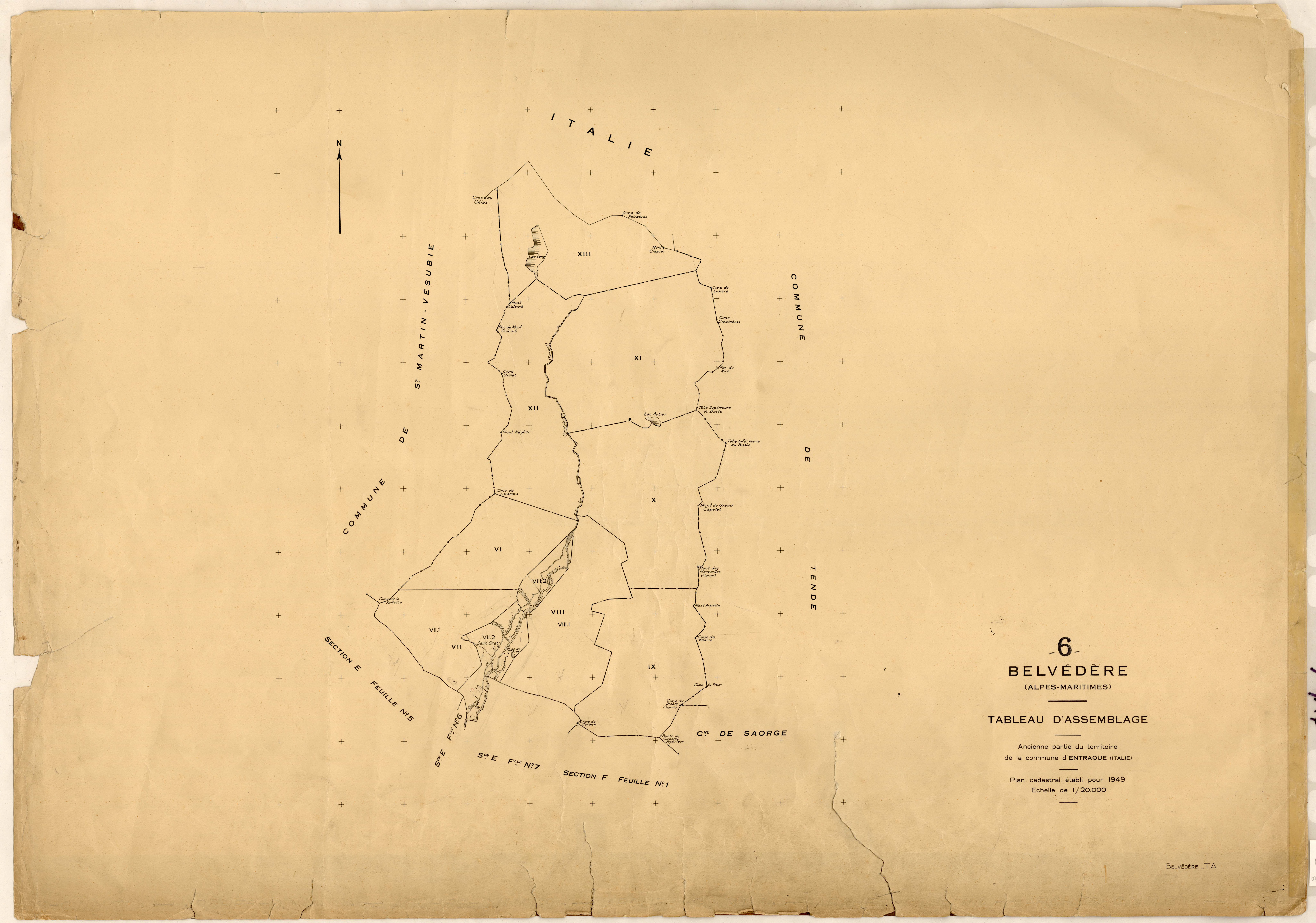 Tableau d'assemblage : origine Entraque. - TA