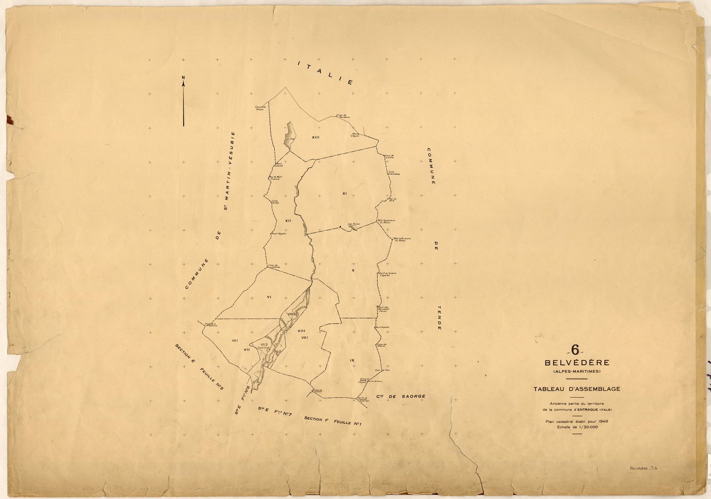 Tableau d'assemblage : origine Entraque. - TA