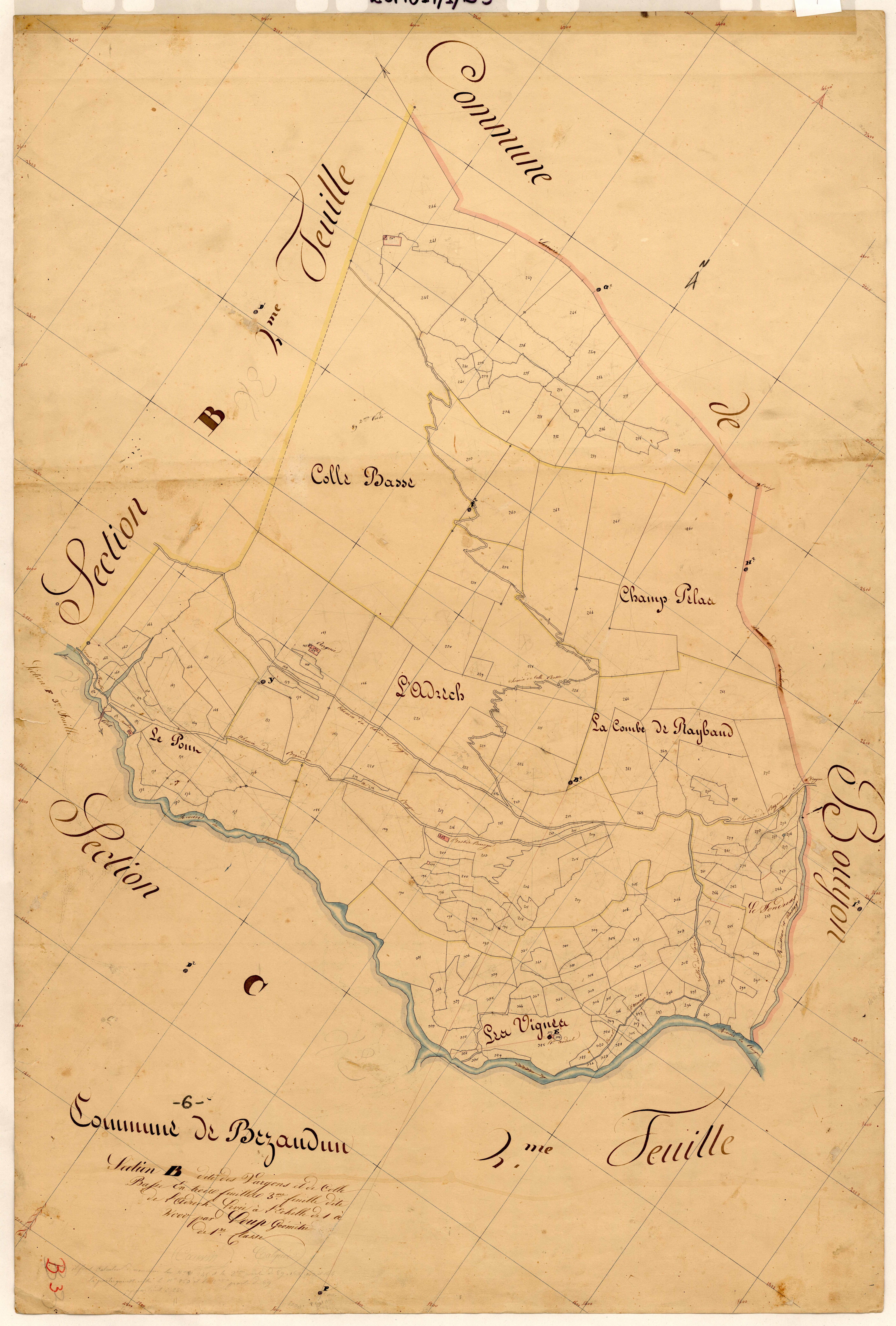 Les Vargons et Colle Basse, l'Adrech. - Plan de section, B3