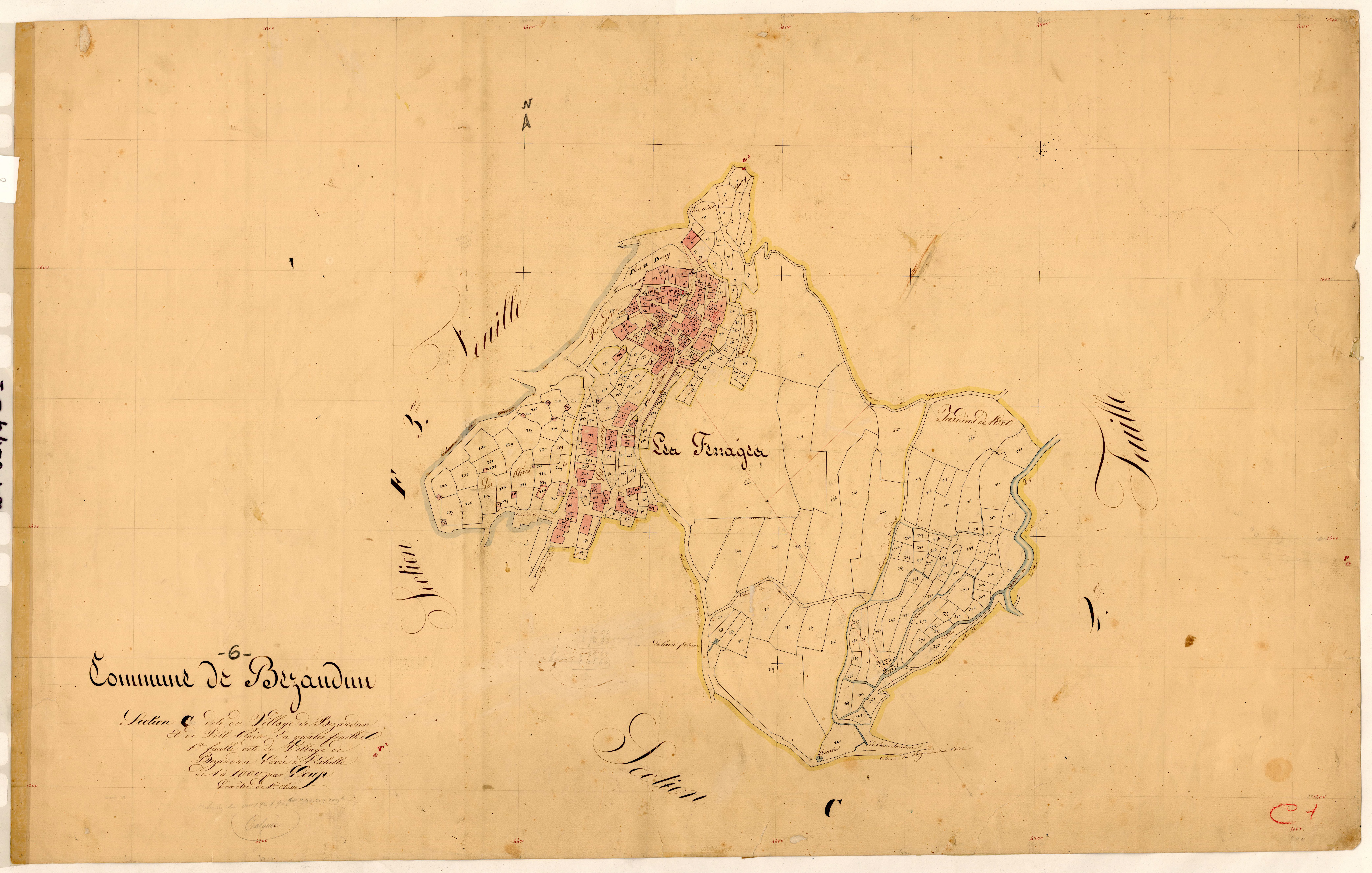 Le Village de Bezaudun et Ville-Plaine, le Village de Bezaudun. - Plan de section, C1