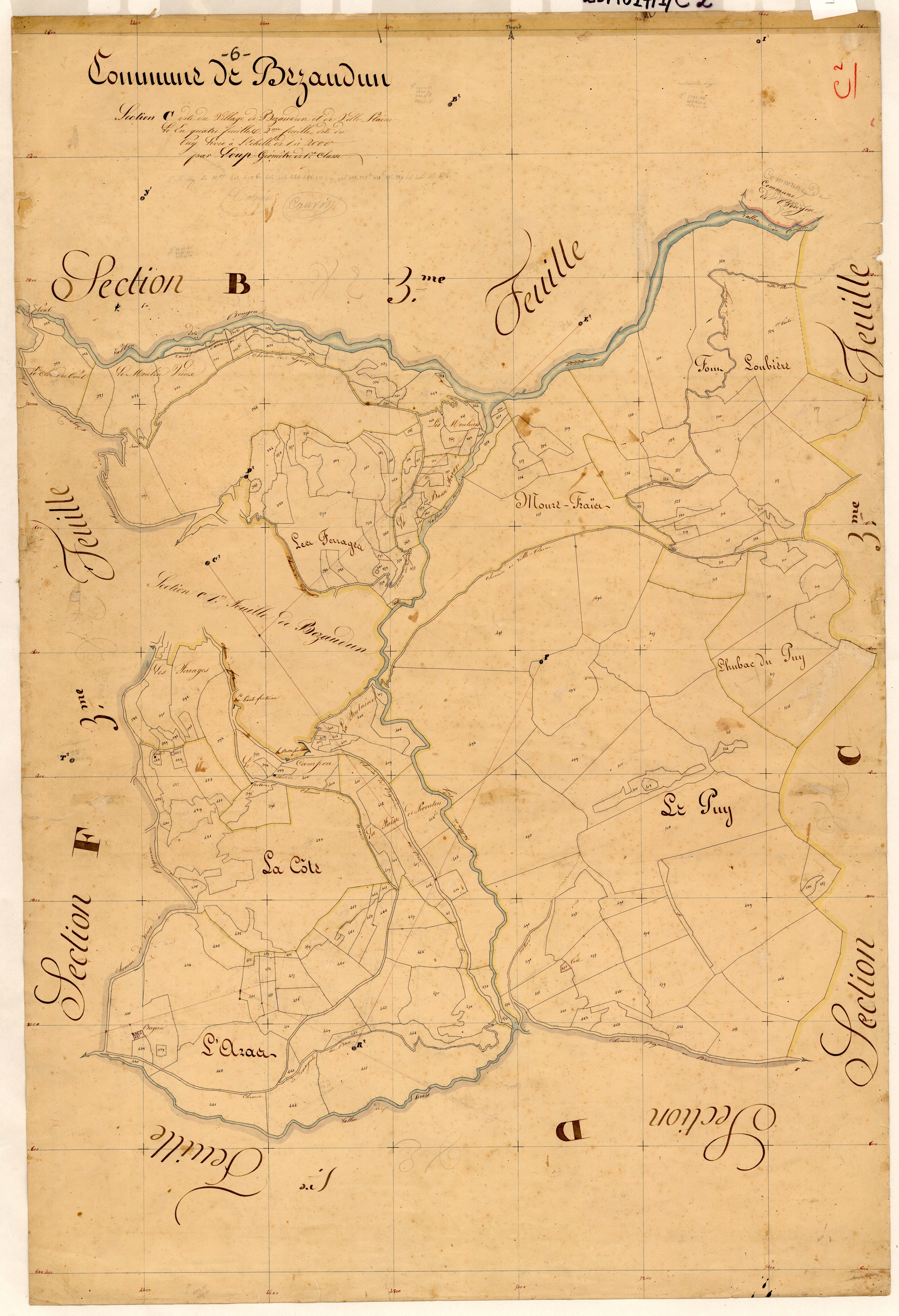 Le Village de Bezaudun et Ville-Plaine, le Puy. - Plan de section, C2