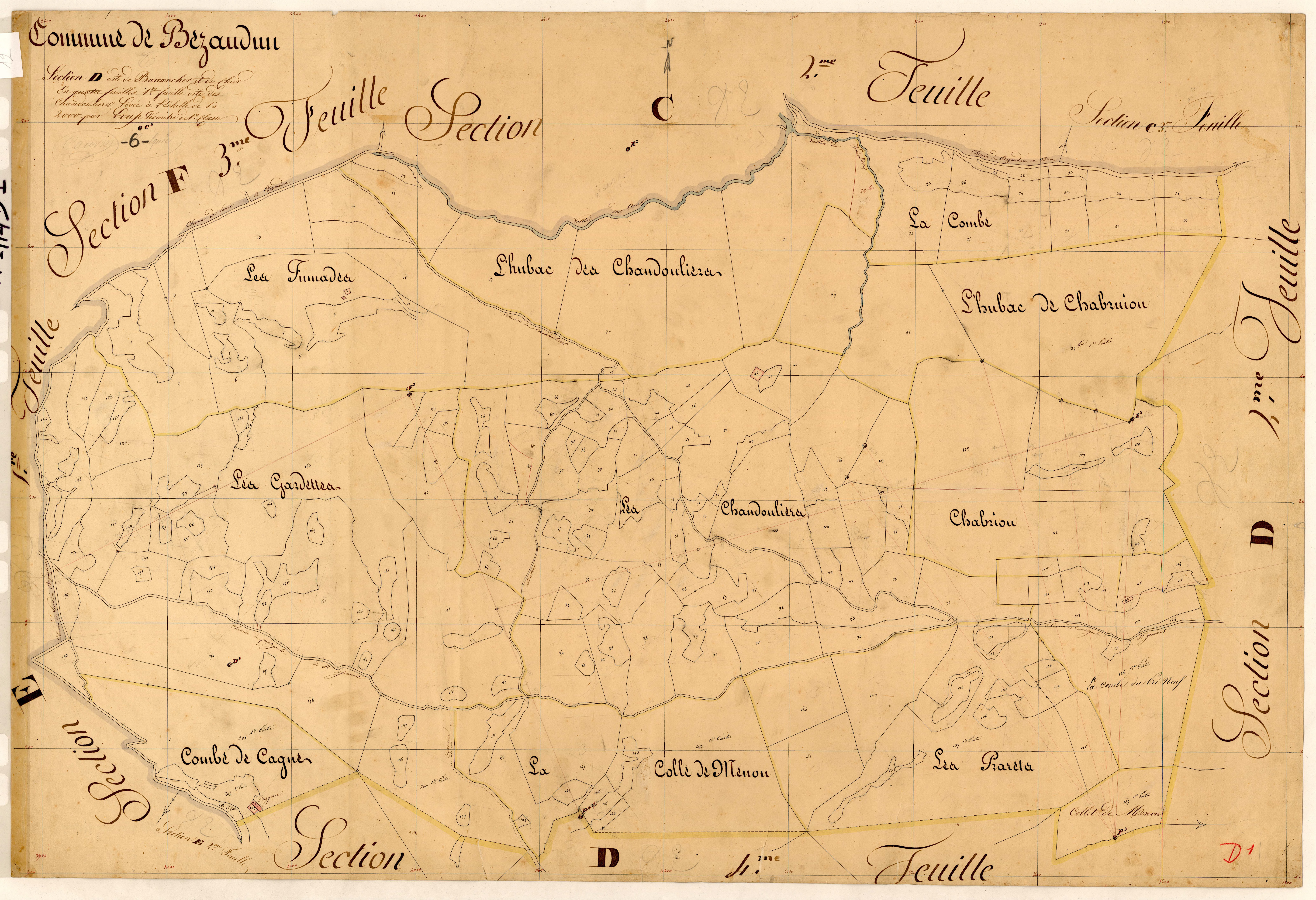 Barrancher et le Chier, les Chandouliers. - Plan de section, D1