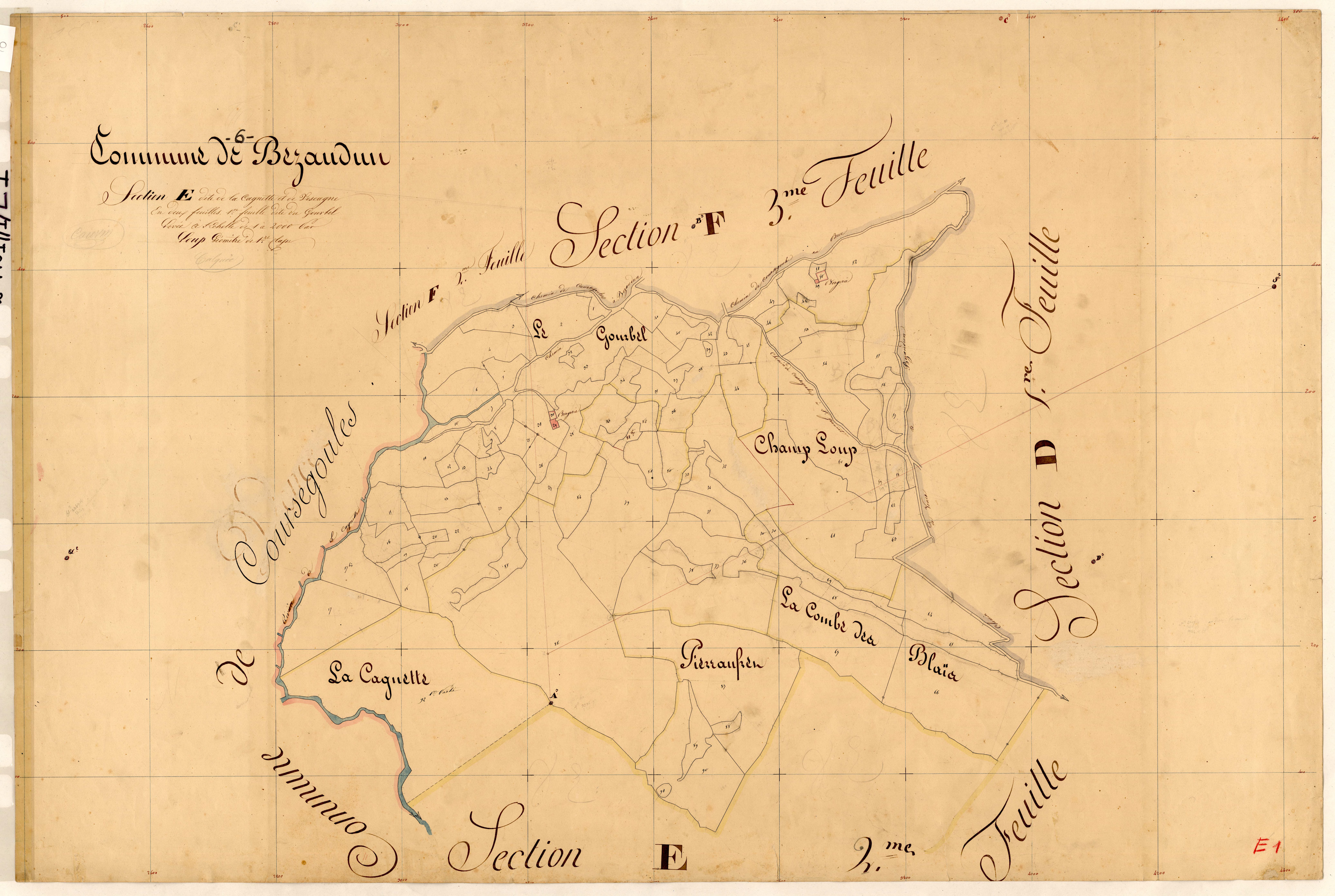 La Cagnette et Vescagne, Gourbel. - Plan de section, E1